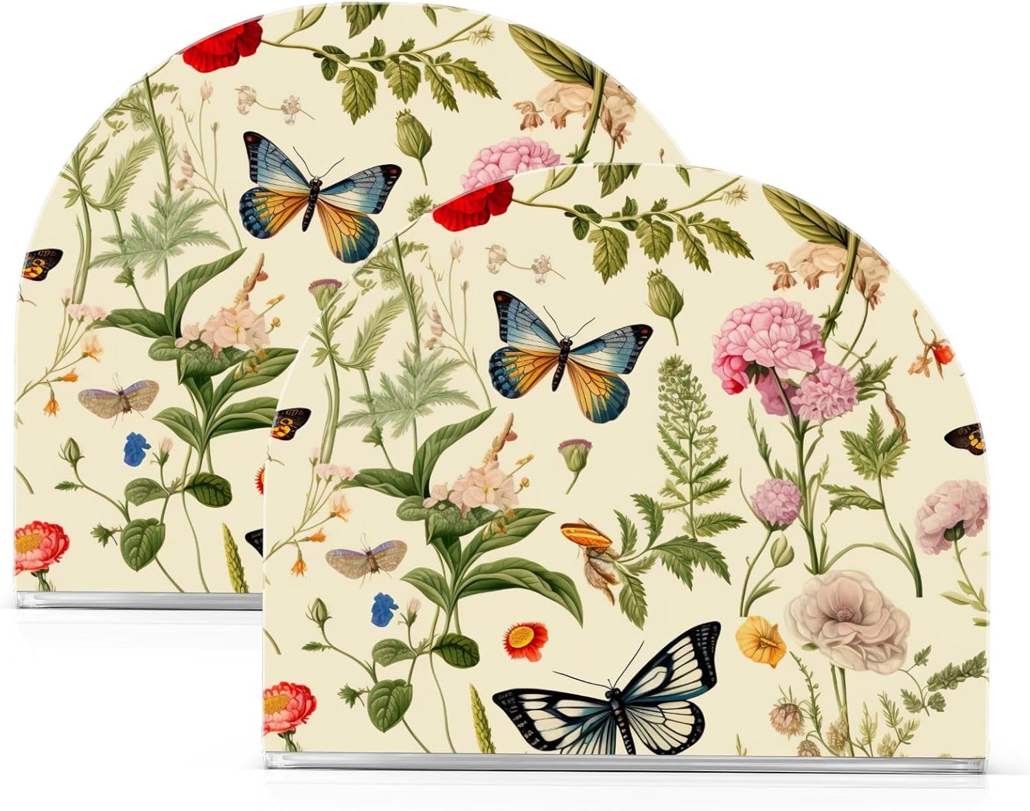 Servilletero de mesa de flores y mariposas, servilleteros acrílicos para baño, servilletero, soporte vertical para mesa y encimera de cocina