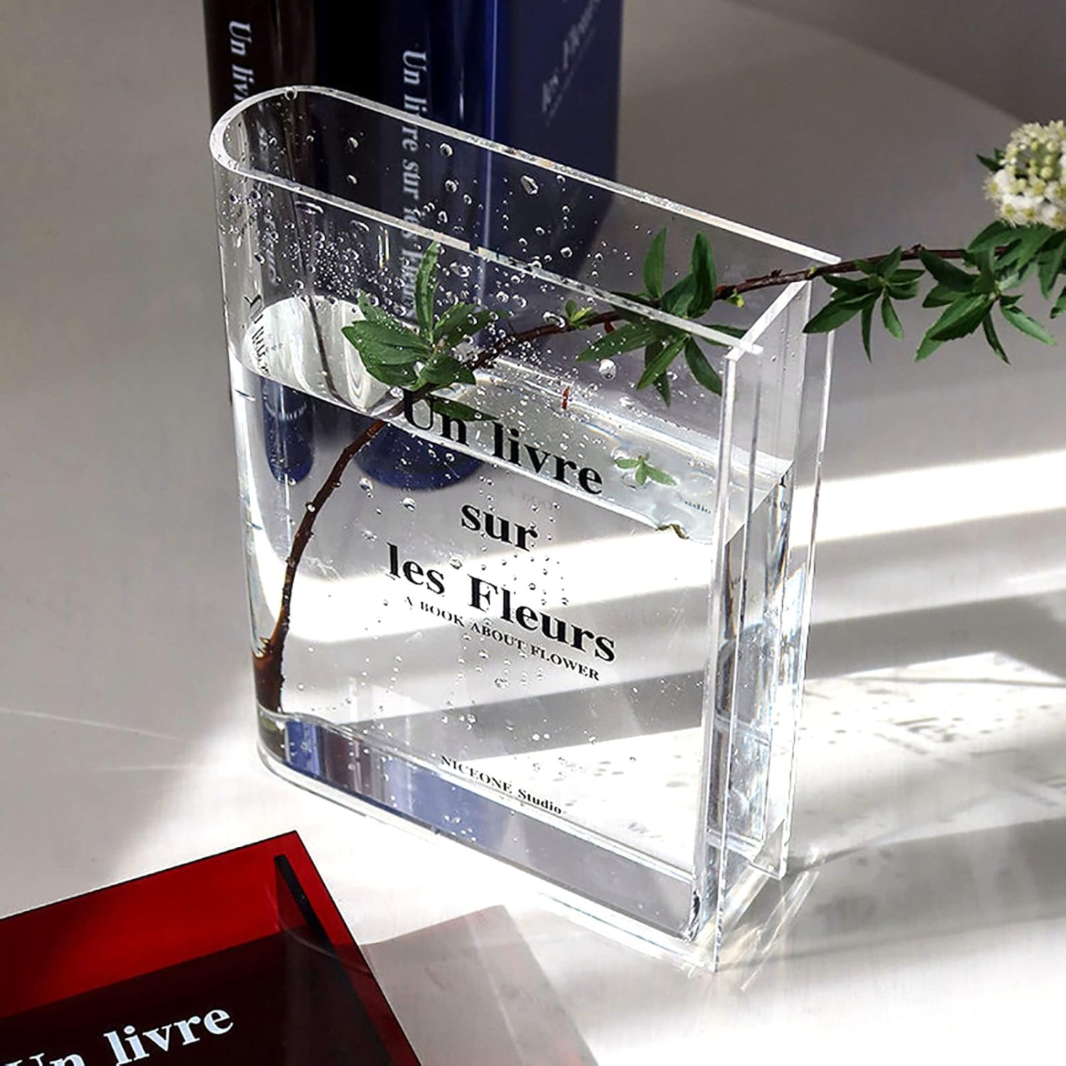 Jarrón de acrílico decorativo con sabor artístico y cultural, bonita decoración de estantería para flores, decoración moderna para bodas en casa y