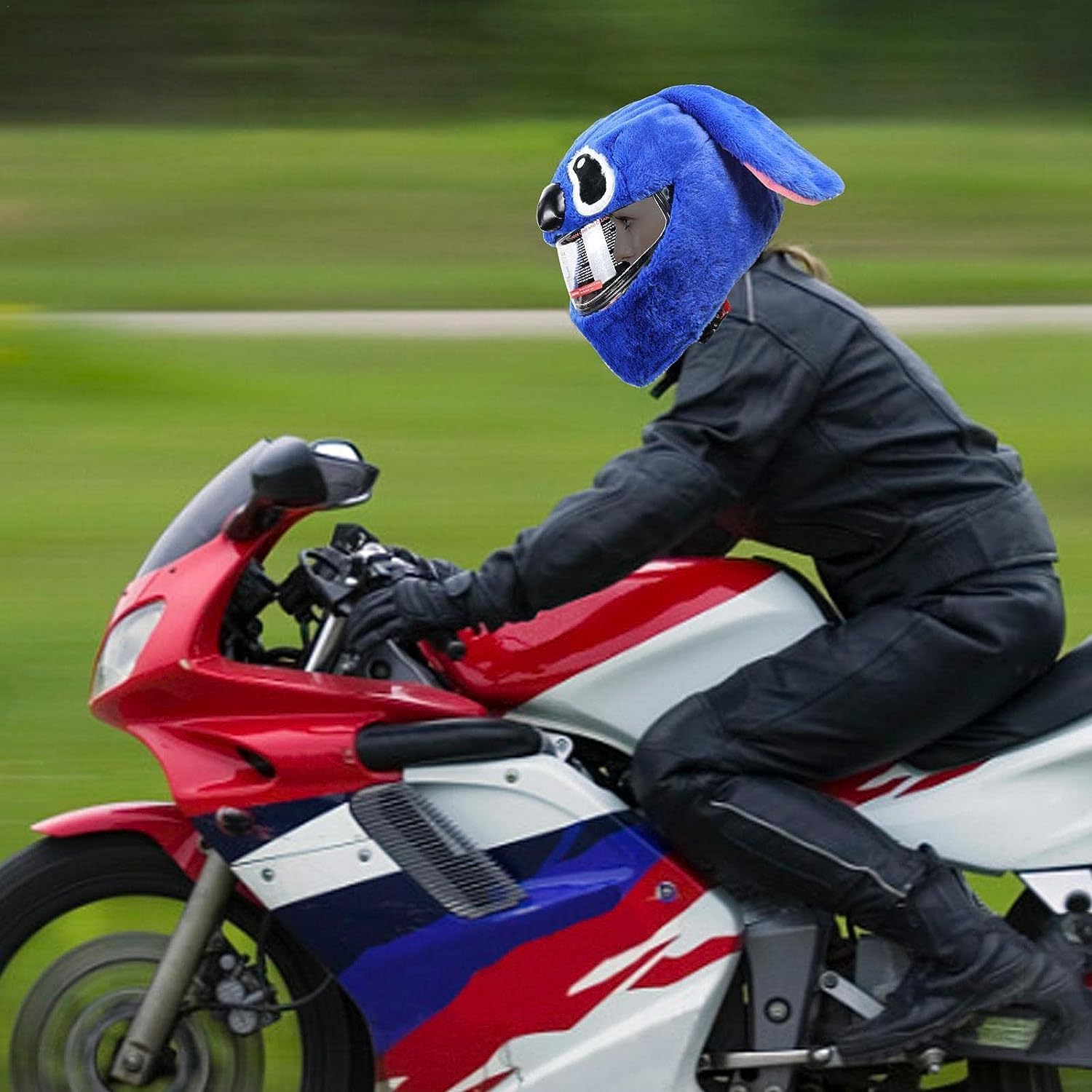 Funda de felpa para casco de motocicleta (cascos no incluidos), paseos divertidos y regalos, innovadora funda para casco de motocicleta con ojos de