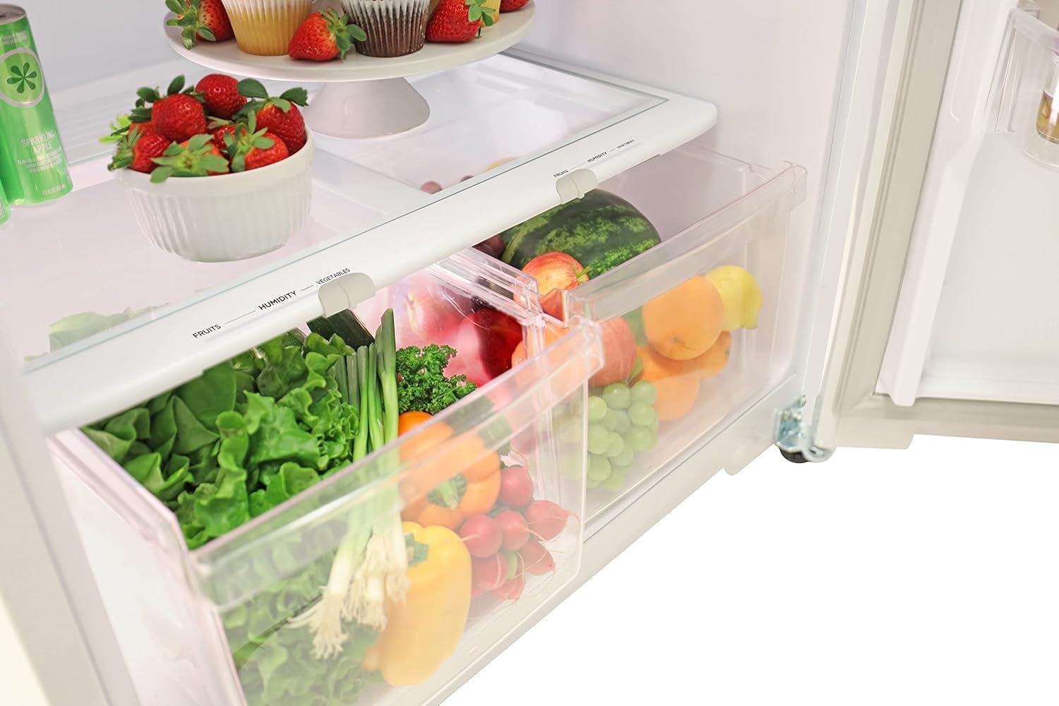 Winia Refrigerador congelador superior de 18 pies cúbicos con máquina de hielo – Acero inoxidable