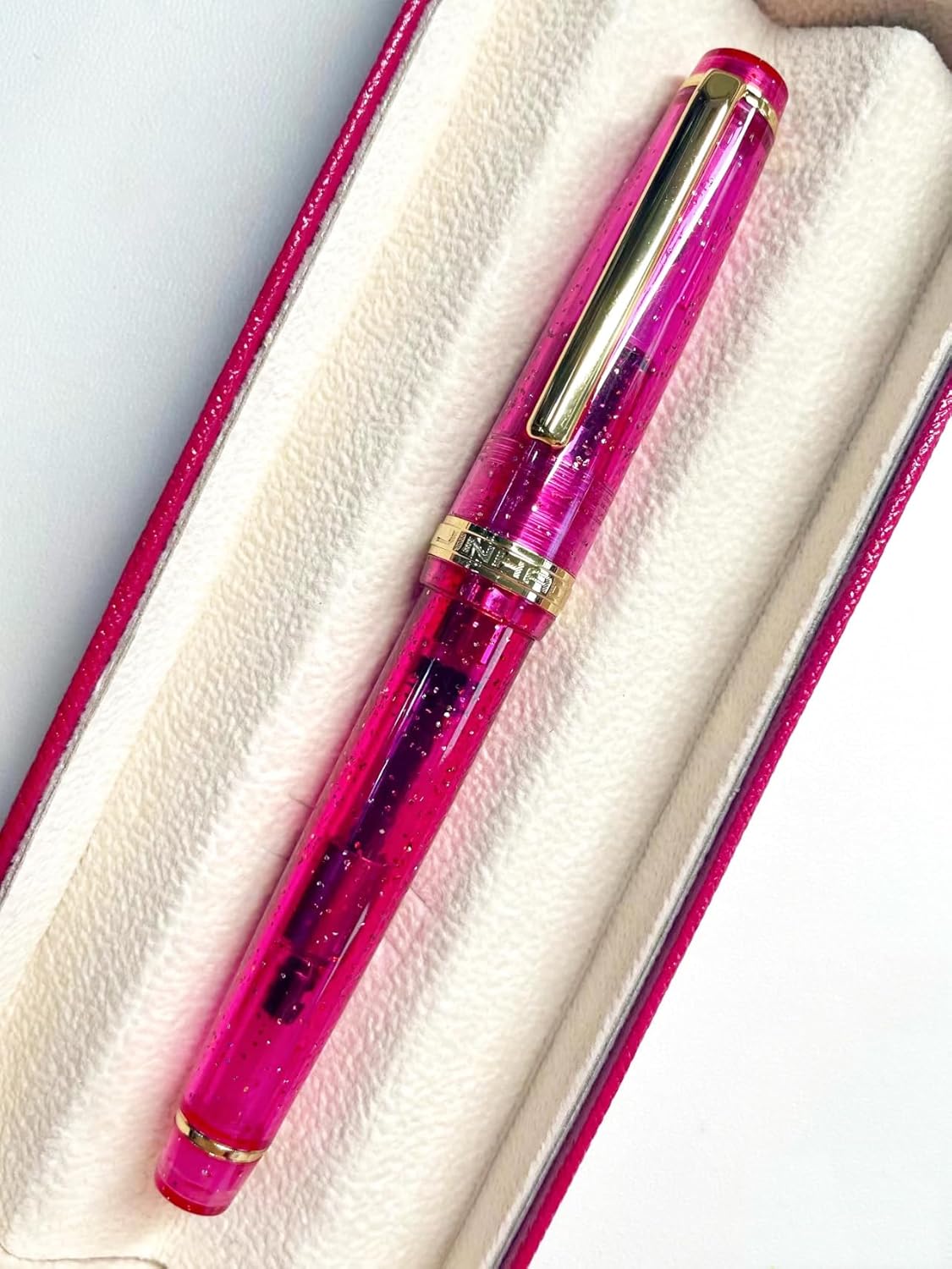 JinHao 82 – Pluma estilográfica transparente, mezclada, colorida, fluorescencia, acrílico, punta fina, oro, con juego de convertidor de tinta, 4