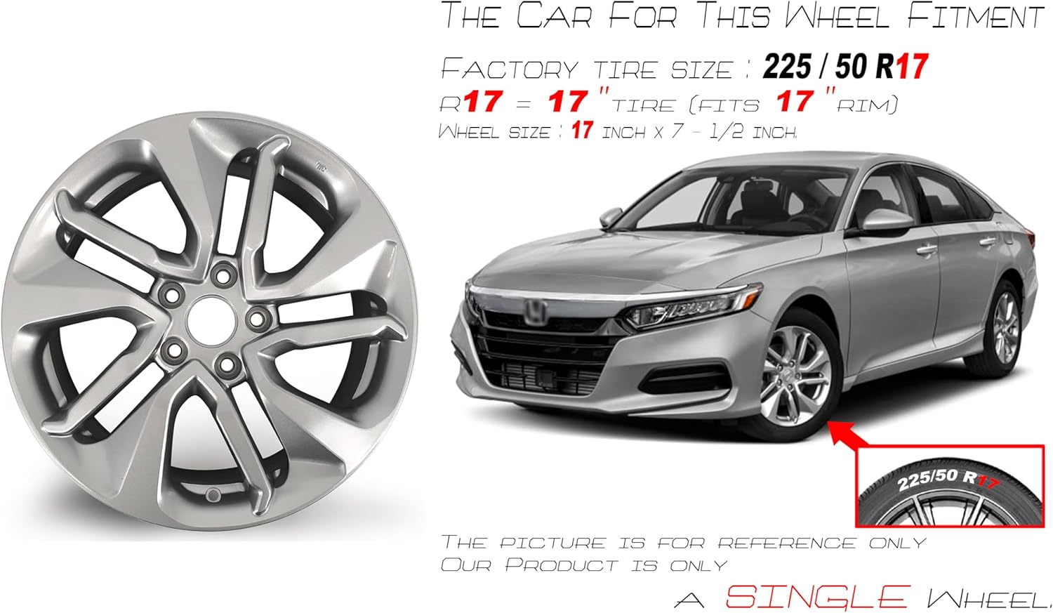 Nueva rueda de aleación de 17 “17×7.5 para Honda Accord 2018 2019 2020 PLATA OEM diseño llanta de repuesto
