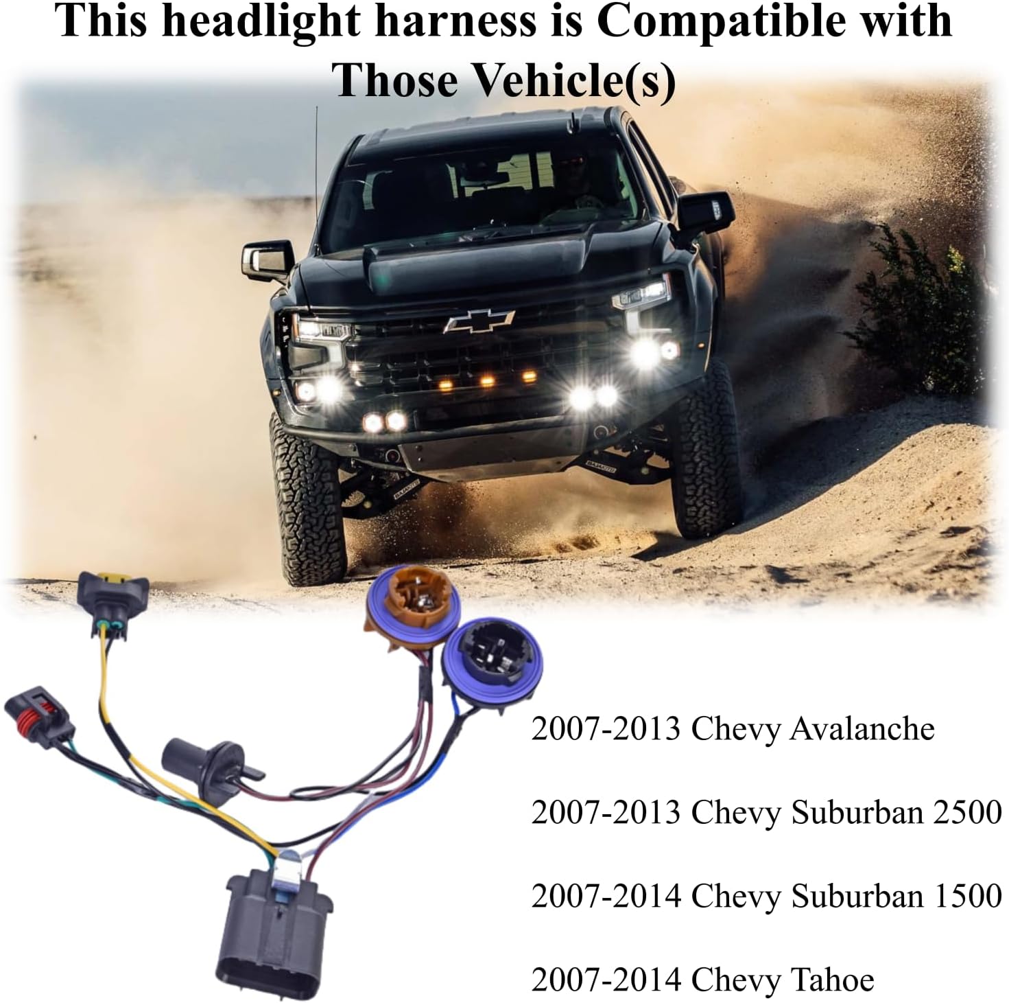 Arnés de cableado de faros delanteros, compatible con Chevy Tahoe Suburban Avalanche GM SUV 15950809 15782377 – Cable de enchufe de lámpara