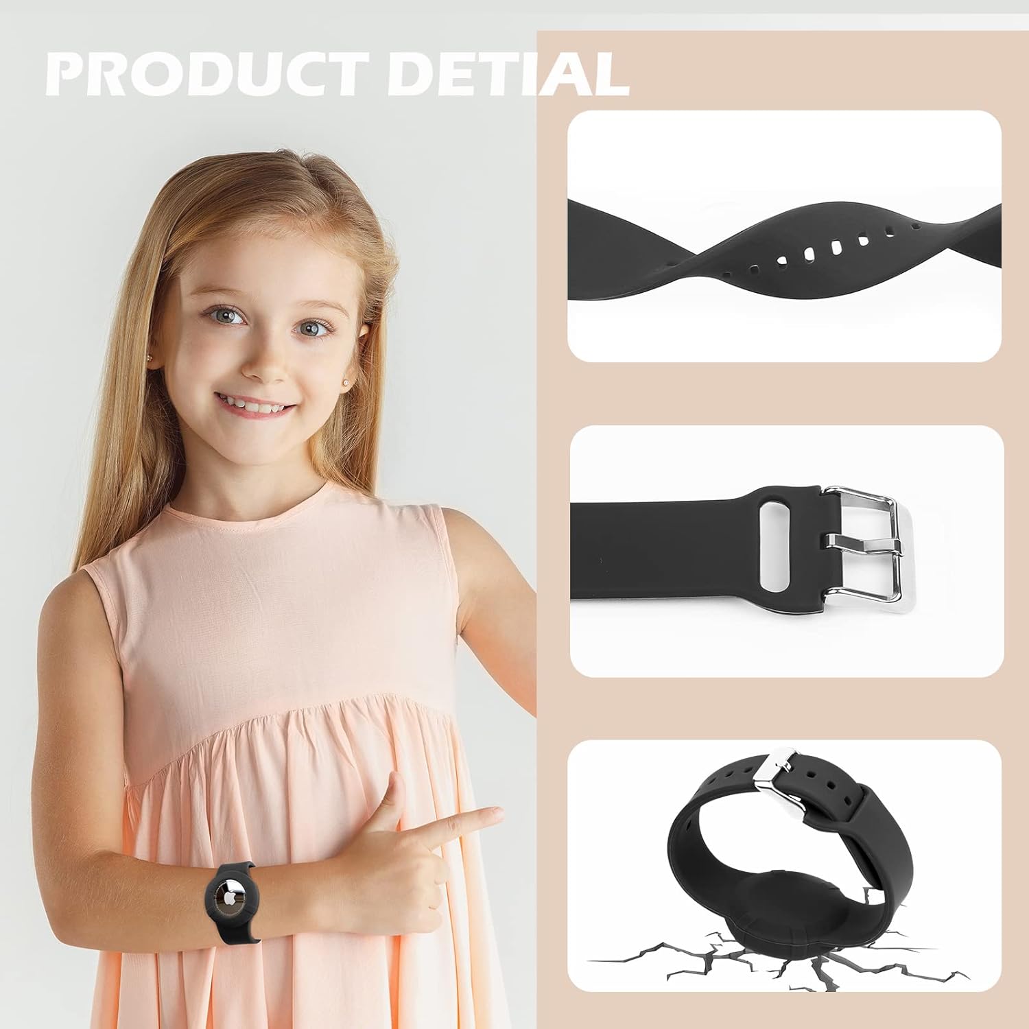Paquete de 2 pulseras Airtag compatibles con Apple AirTag, pulsera suave y ajustable para Airtag, correa de reloj Airtag para niños pequeños, bebés