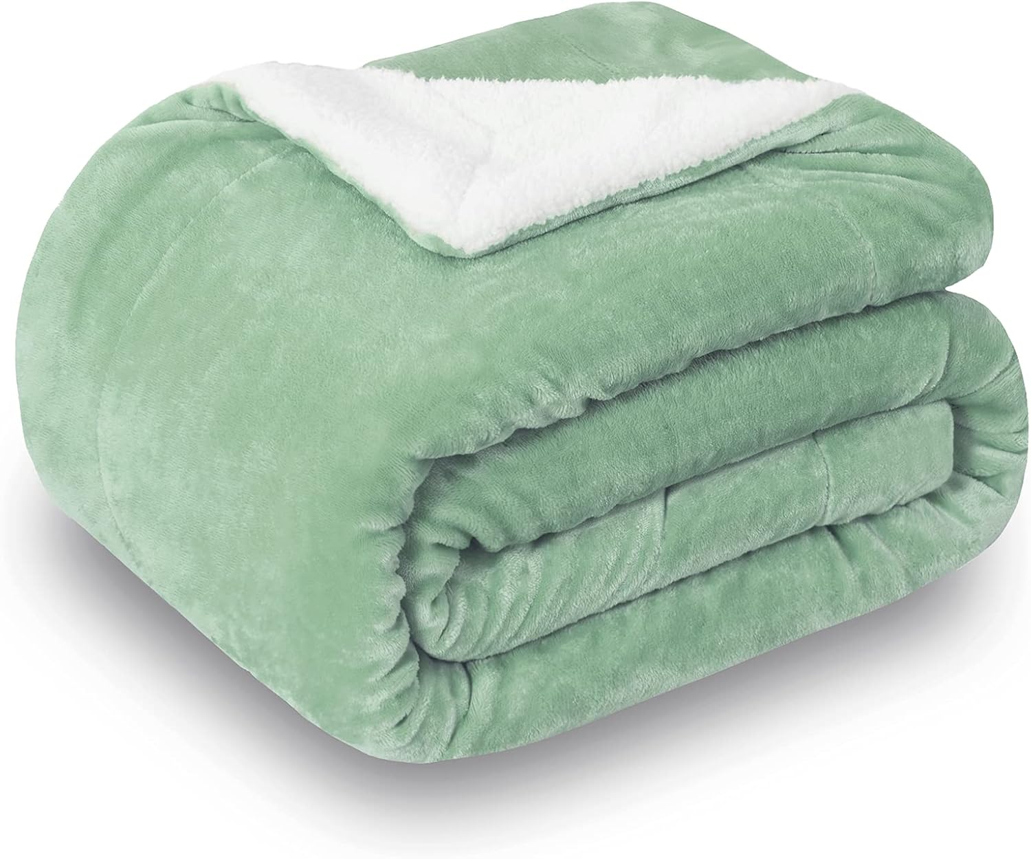 SOCHOW Manta de forro polar Sherpa de doble cara, súper suave, lujosa manta de felpa, tamaño doble, color Celadon