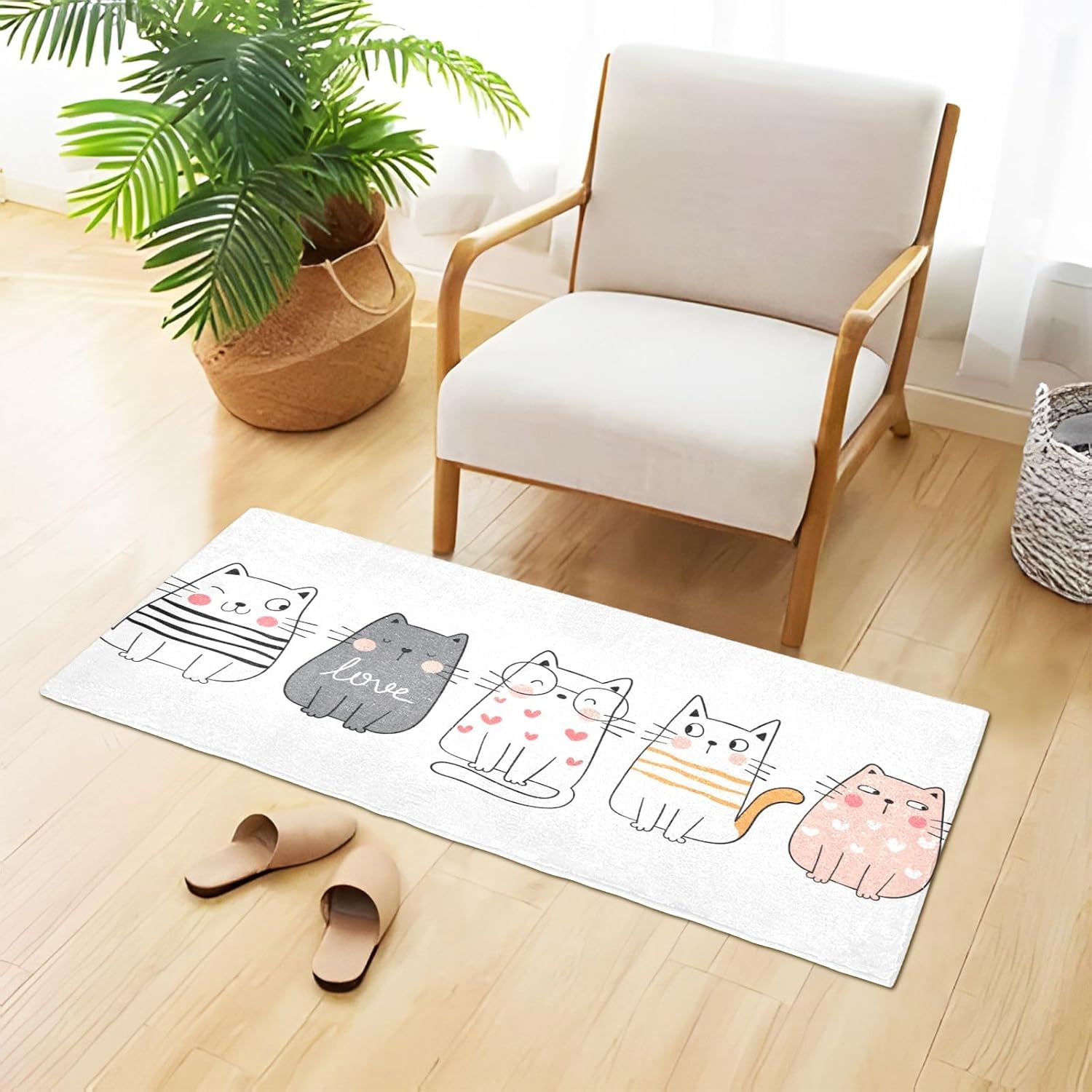 Cute Cats – Tapete de baño de felpa absorbente antideslizante, con parte trasera de goma, lavable, 39 x 20 pulgadas