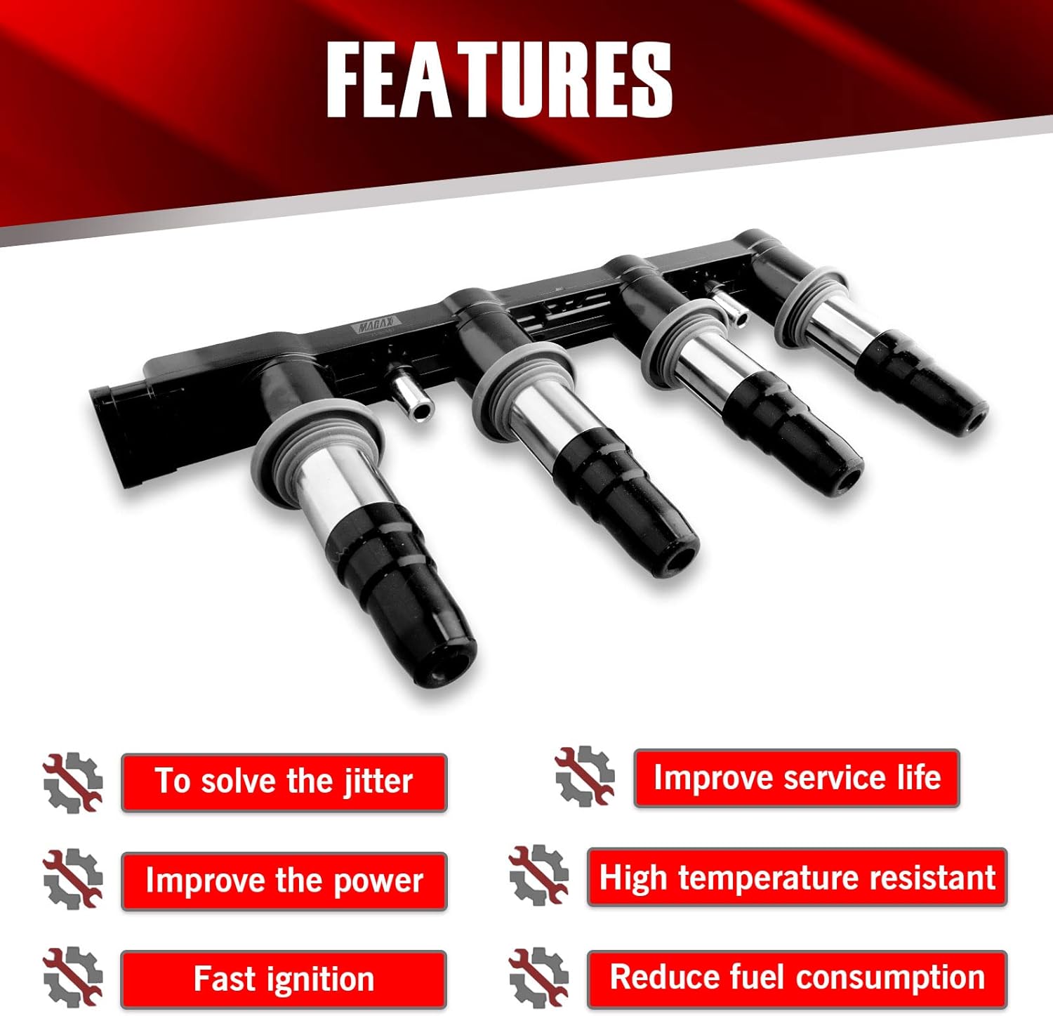 Paquete de bobinas de encendido UF850 25186686 compatible con Buick Chevy Cruze (J300, J305, J308) Sonic Trax Aveo Kalos (T250, T255) Orlando 1.4L