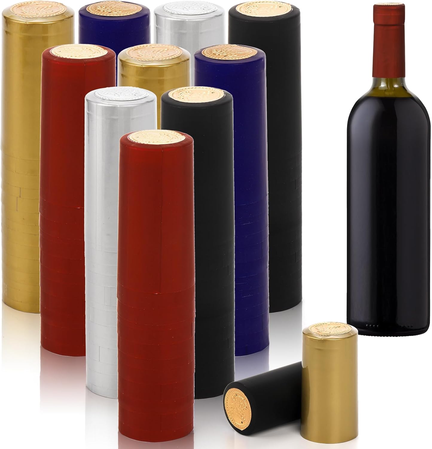 ZOOFOX 500 cápsulas termorretráctiles de PVC, tapas retráctiles para botellas de vino, fundas retráctiles de vino de colores para bodegas