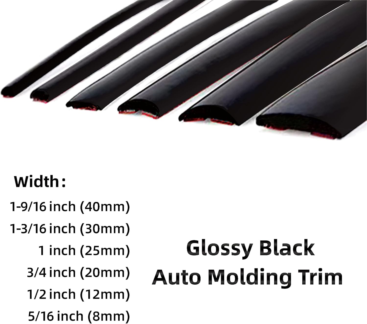 Moldura exterior e interior de automóvil, color negro brillante, universal, parachoques para ventana, puerta lateral y superficies de muebles