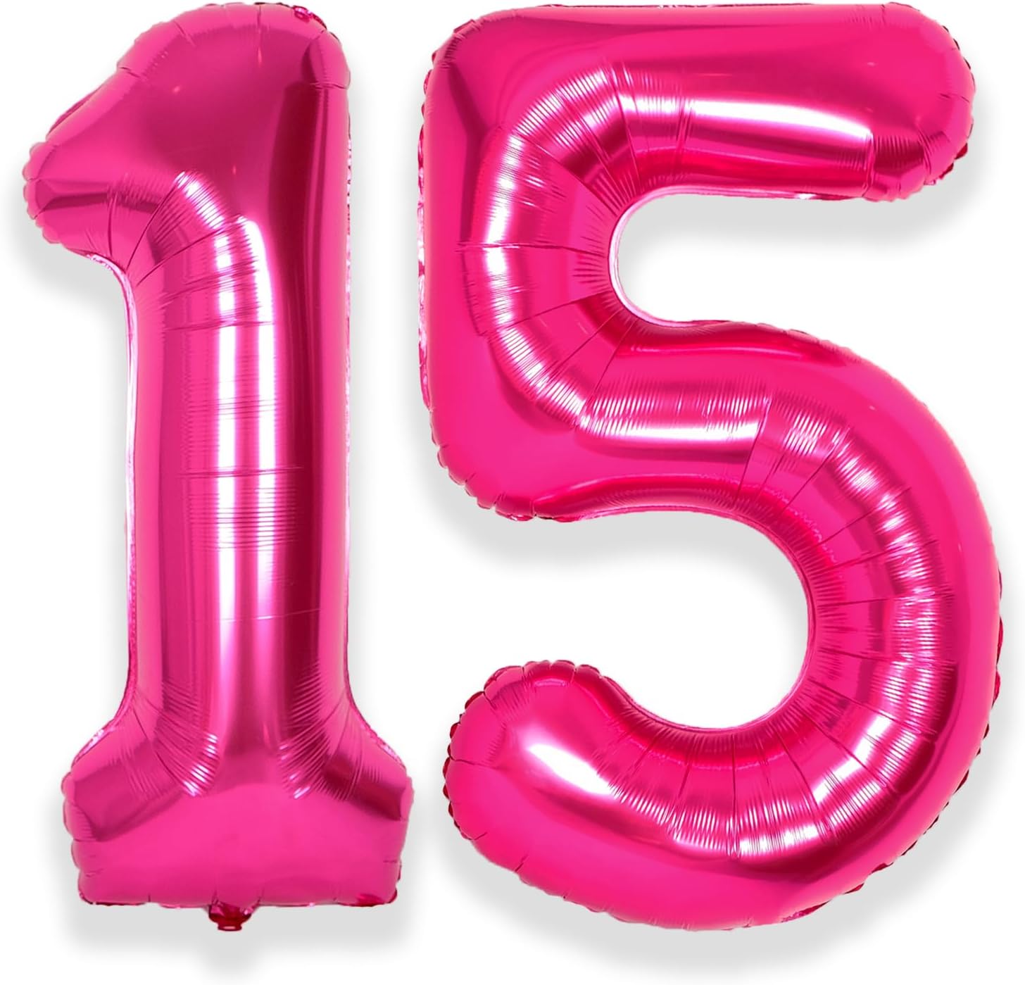 SUWEN Globos grandes de 40 pulgadas, color rosa intenso, globos grandes de número 15 de helio, globos de helio del 0 al 9, decoraciones de fiesta de