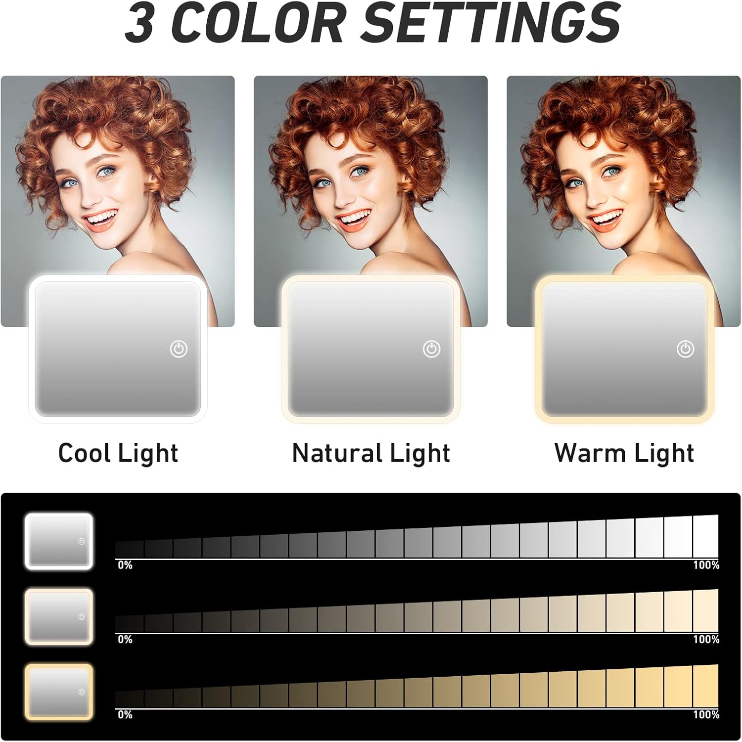 Bolsa de maquillaje con espejo de luz LED, estuche de viaje para maquillaje, organizador de bolsas de cosméticos con divisores ajustables, estuche