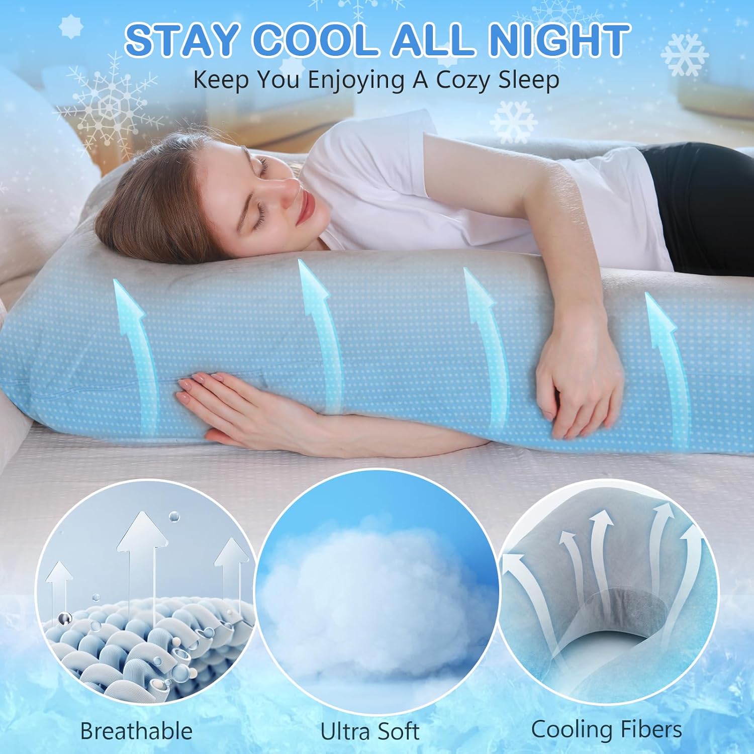 Almohadas de embarazo, almohada de cuerpo completo en forma de U con funda de terciopelo lavable, almohadas de embarazo de maternidad de 55 pulgadas