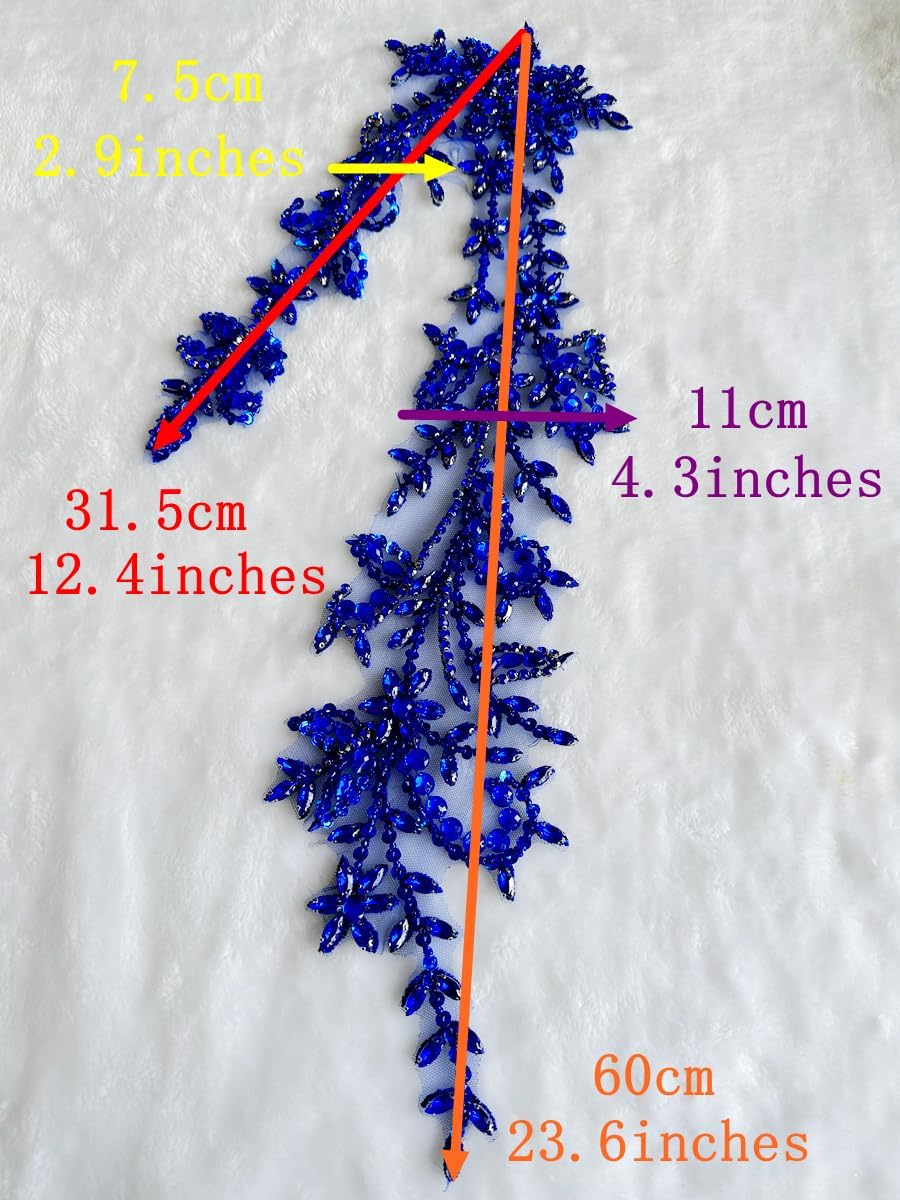 Diamantes de imitación acrílicos brillantes hechos a mano en apliques de encaje, cuentas de costura, parches para accesorios para vestido de novia