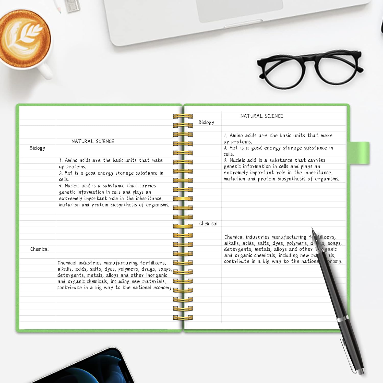 ALLTREE – Cuaderno de 5 asignaturas con rayas universitarias, espiral de 5 materias con 4 divisores y pestañas de colores, 200 páginas, suministros