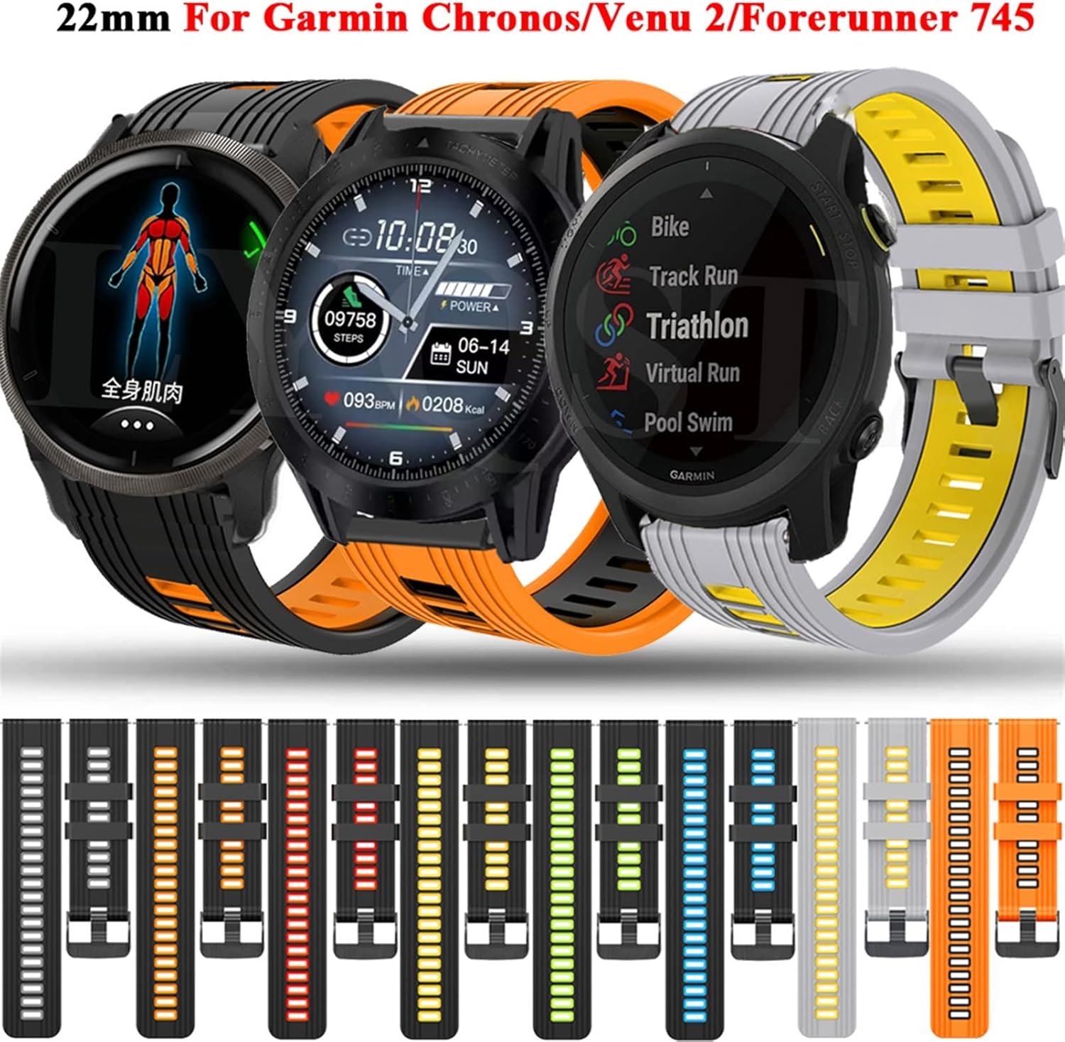 NEYENS 22MM pulsera correas de muñeca para Garmin Venu 2Vivoactive 4 Smartwatch silicona reloj banda Forerunner 745Fenix Chronos correa correa