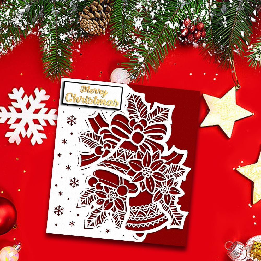 Troqueles de corte de sobres de metal para Año Nuevo, troqueles de copo de nieve de Navidad 3D, tarjetas de estrella troqueladas, plantillas en
