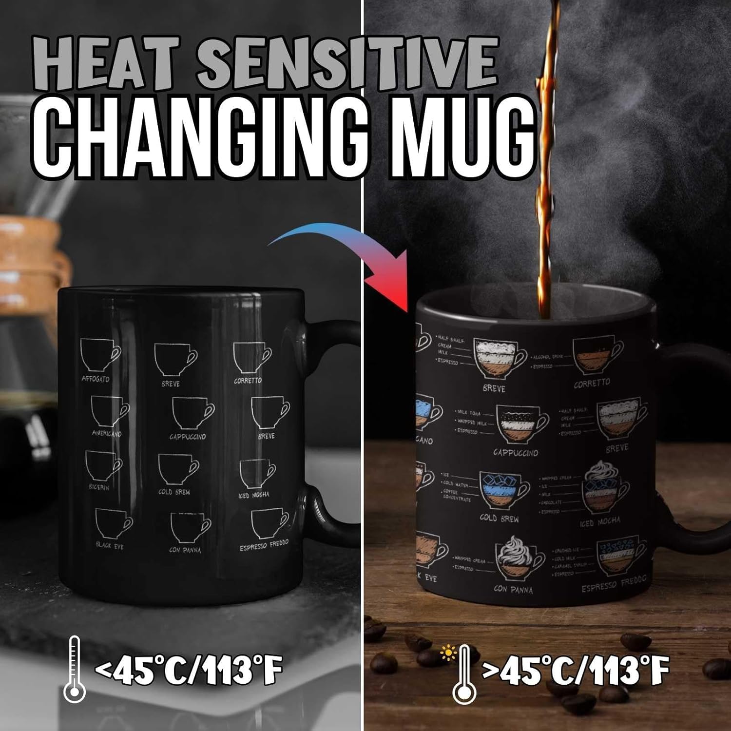 Onebttl Divertidos regalos de café para mujeres, hombres, taza de café mágica sensible al calor de 12 onzas para amigos, amantes del café,