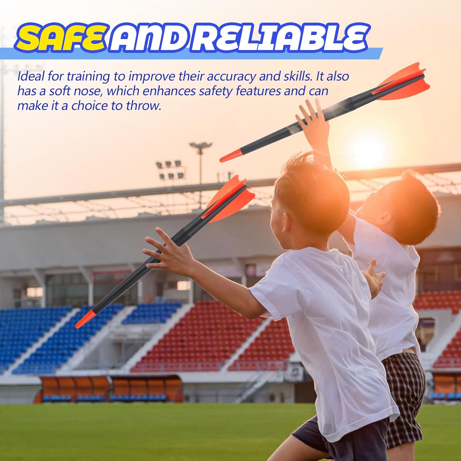 Wettarn 2 jabalinas de entrenamiento de 10.58 oz de jabalina de plástico suave para niños y adultos, competición escolar, práctica de lanzamiento,