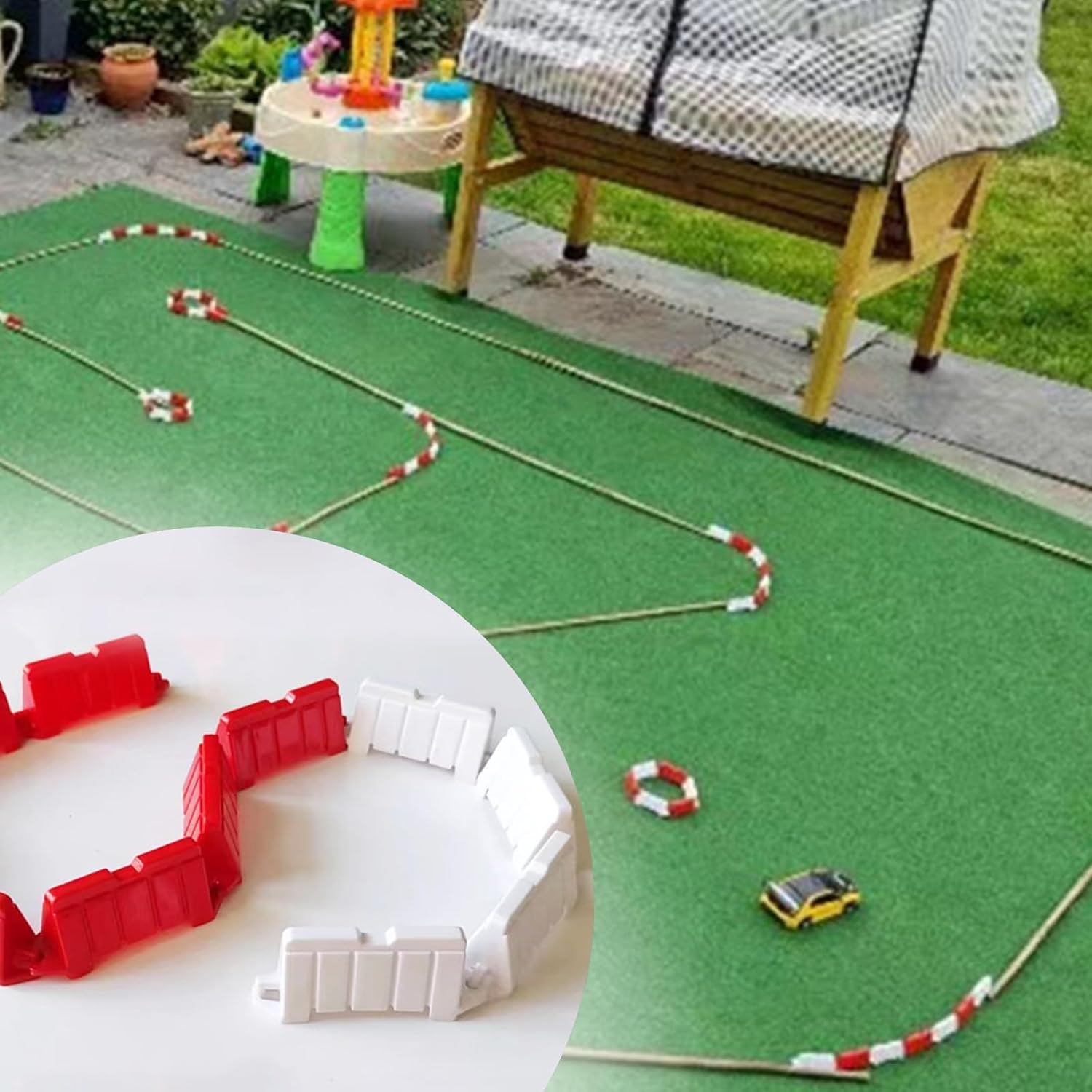 Juego de pistas de autos de carreras, 120 piezas de pista de carreras de autos a control remoto, accesorios de automóvil RC 128, juguetes de