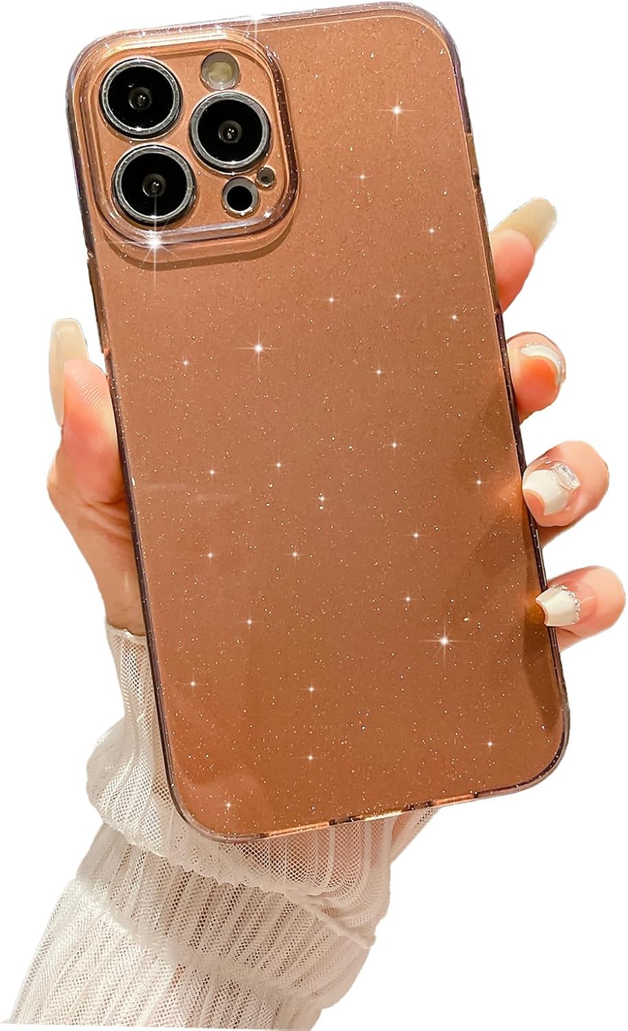 Funda compatible con iPhone 13 Pro de 6.1 pulgadas, bonita funda de silicona brillante de neón con purpurina de lujo, delgada, a prueba de golpes,