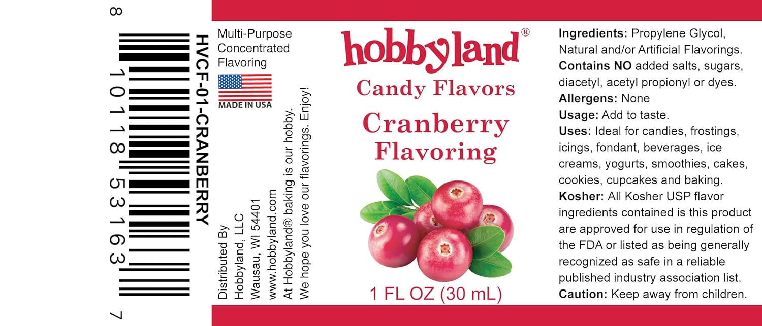 Hobbyland Sabores de caramelo (sabor a arándano, 1 onza líquida) Úselo como ingrediente en la preparación de alimentos y bebidas.