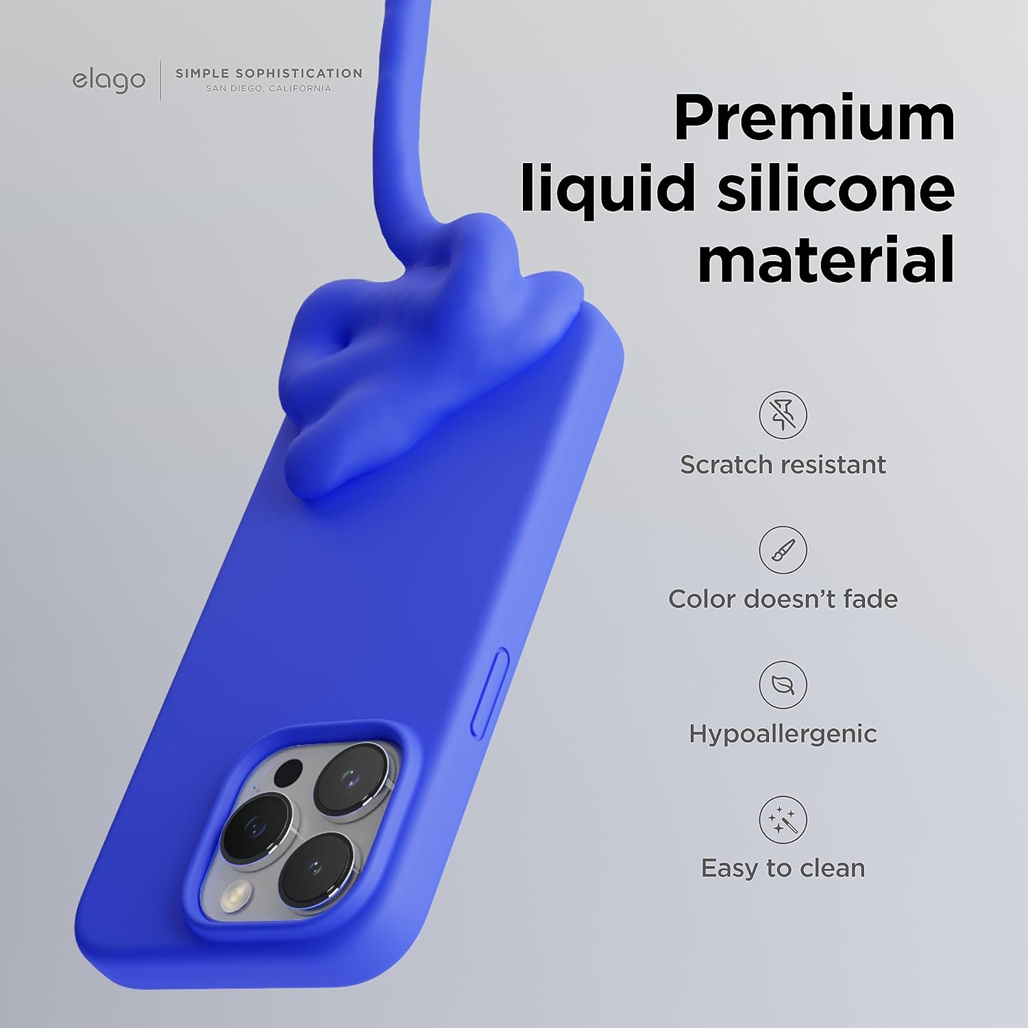 elago Compatible con iPhone 15 Pro, funda de silicona líquida, funda protectora de cuerpo completo, a prueba de golpes, funda delgada para teléfono,