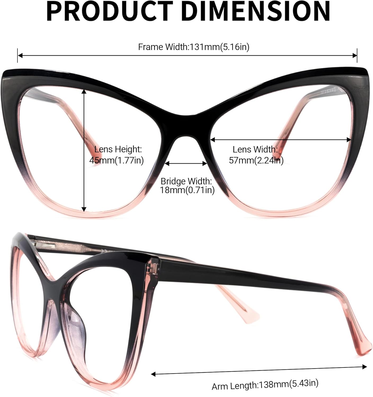 Zeelool Elegantes TR90 – Gafas de gran tamaño con bloqueo de luz azul ojo de gato para computadora y juegos para mujer, Shelby OT414973