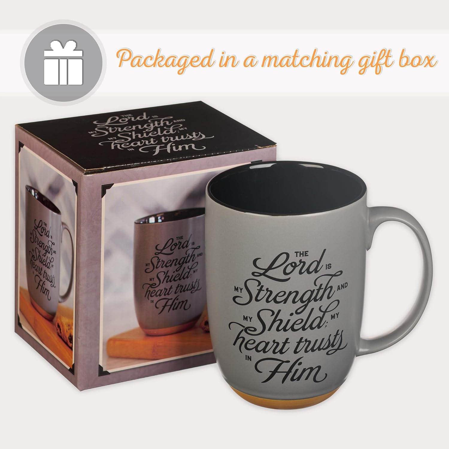 Christian Art Gifts Taza de cerámica para café y té, grande de 15 onzas, con versículo bíblico inspirador para hombres Lord is My Strength, PS 287,