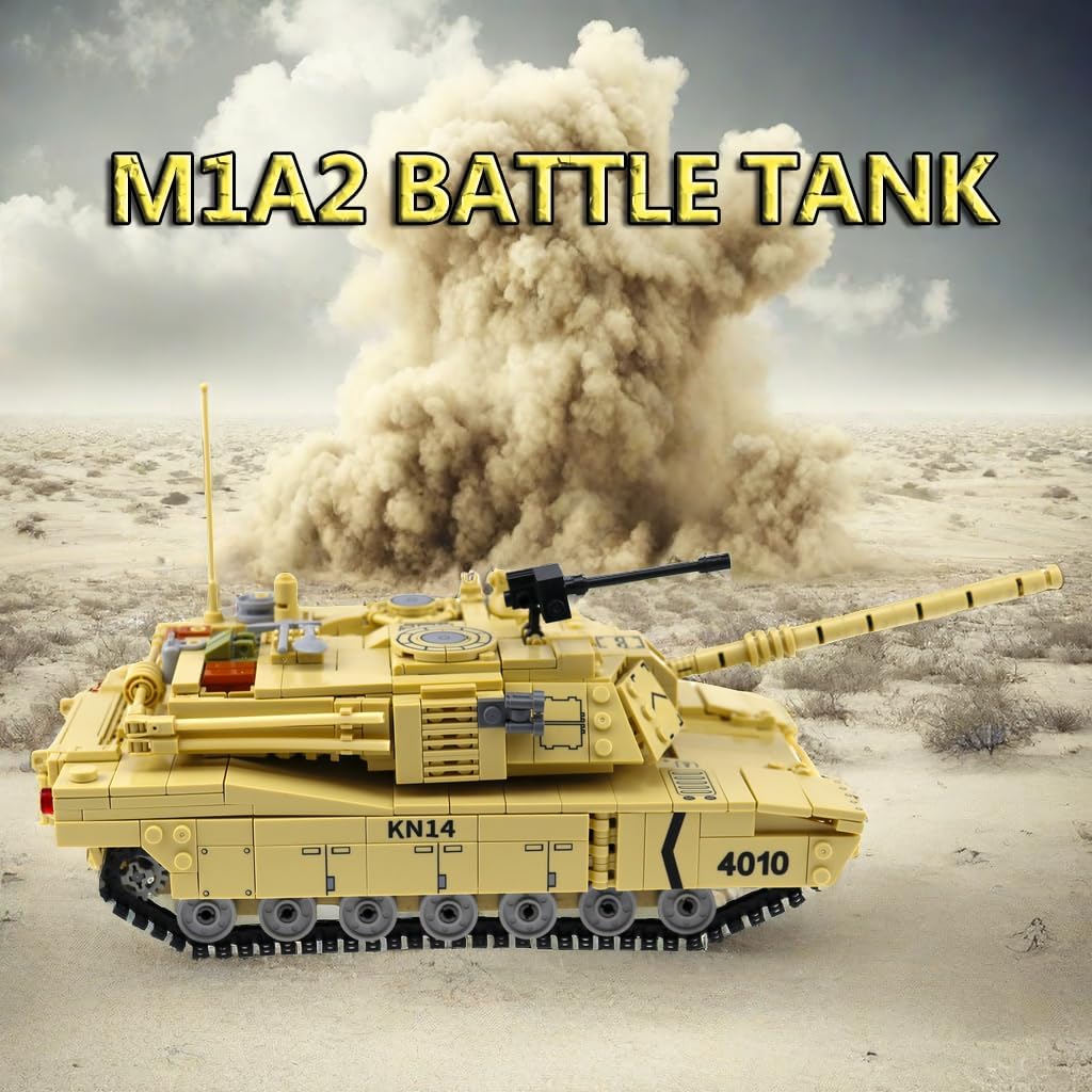 Juguetes de construcción militares para niños, 1053 piezas del ejército de los Estados Unidos M1A2 tanque de batalla principal, bloques de