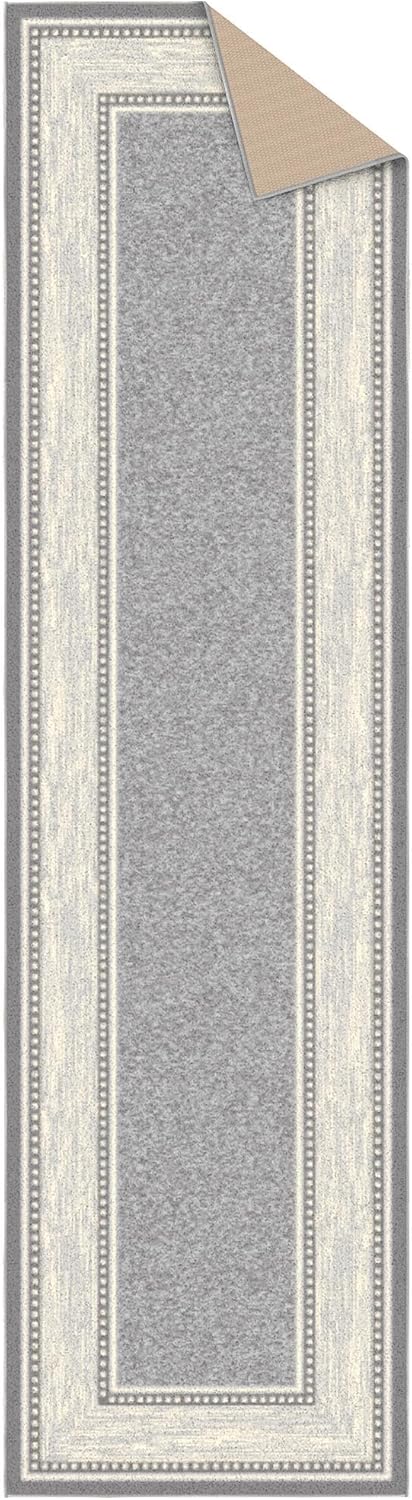 Ottomanson Ottohome Collection – Alfombra antideslizante de goma con bordes de 3 x 10 pulgadas, 2 pies 7 pulgadas x 9 pies 10 pulgadas, color gris