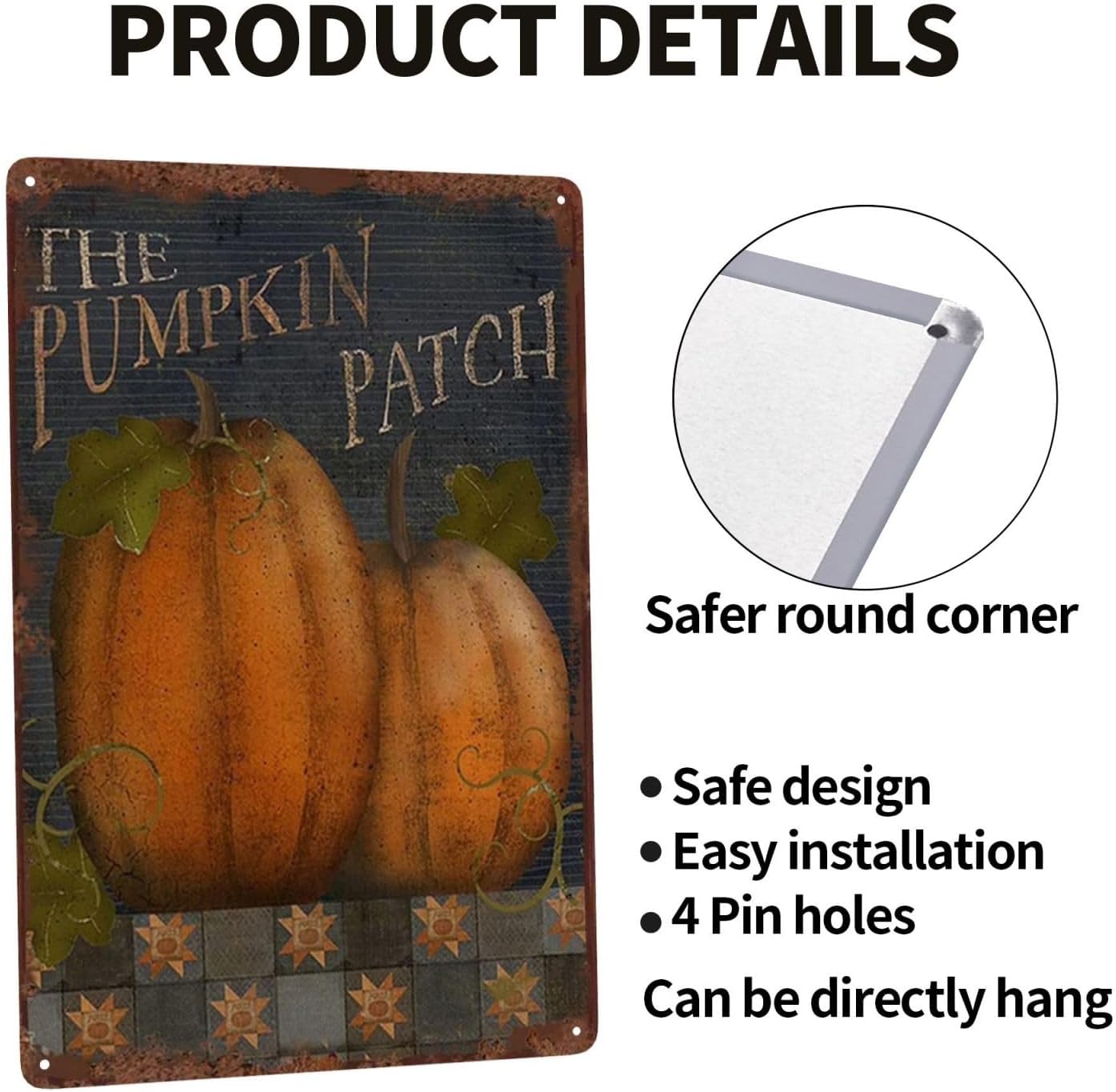 The Pumpkin Patch Fall Letreros metálicos vintage para decoración de pared, placa de cafetería, pintura de hierro, retro, novedad de Navidad, bar,