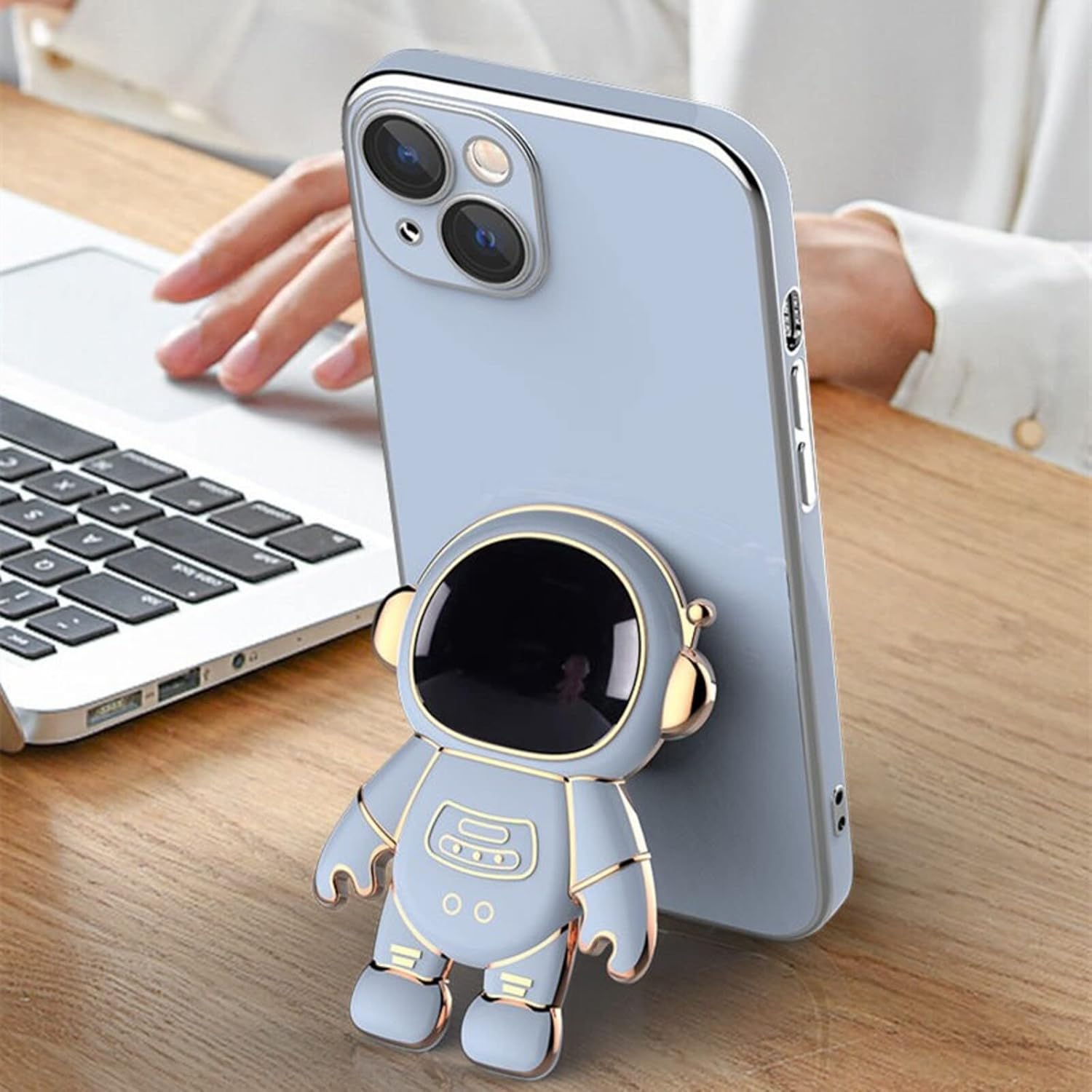 Astronaut – Funda compatible con iPhone 11, 12, 13 Pro Max 6D, con soporte, funda de astronauta azul para iPhone 13 Pro Max