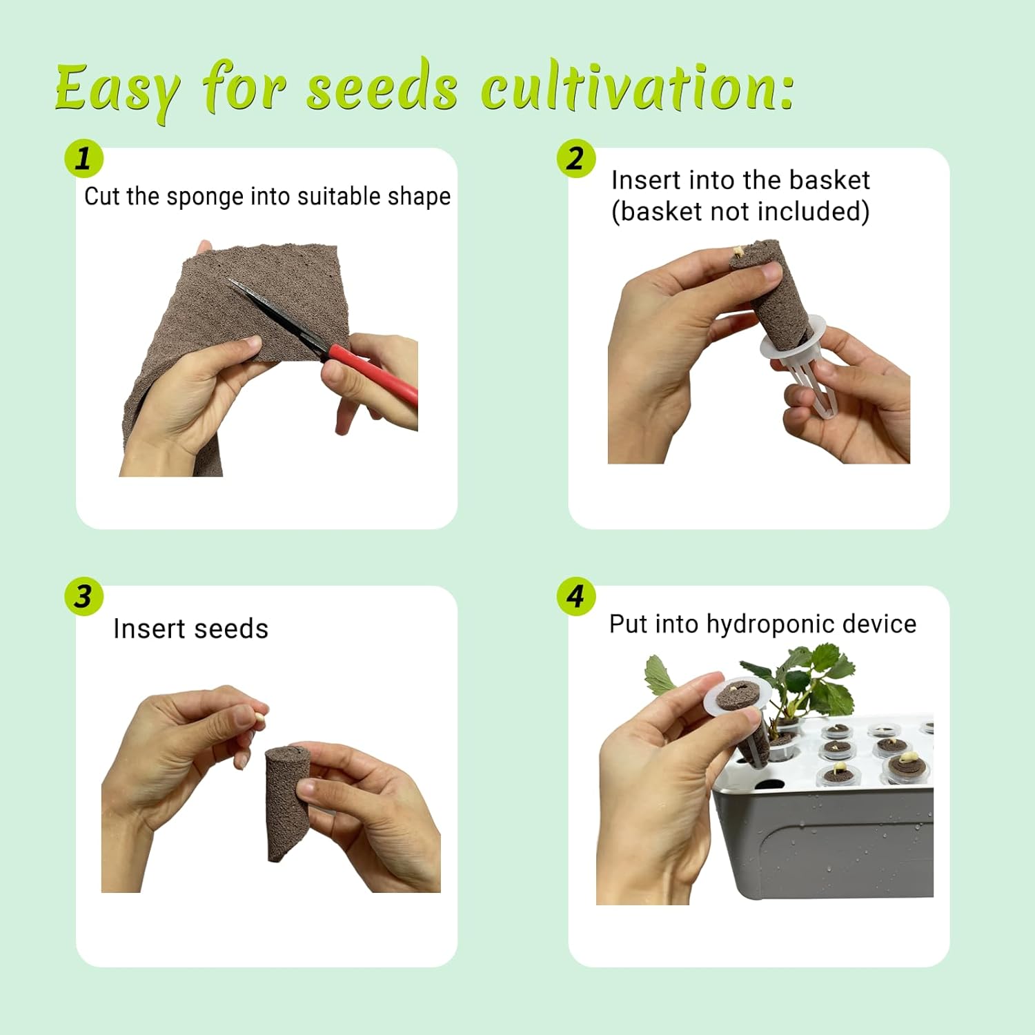 6 cápsulas hidropónicas, esponja hidropónica compatible con varios sistemas de plantación Aero-Garden, esponja de repuesto para crecimiento de