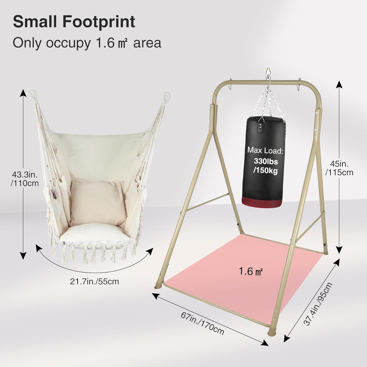 RedSwing Silla hamaca con soporte, silla colgante portátil para adultos, marco de hamaca de acero resistente con columpio colgante para interiores y