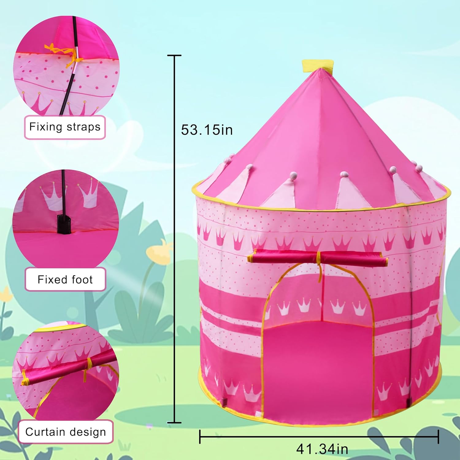 Tienda de campaña Princess Castle, tienda de campaña desplegable para niños, fácil de limpiar, tienda de campaña plegable para interiores y