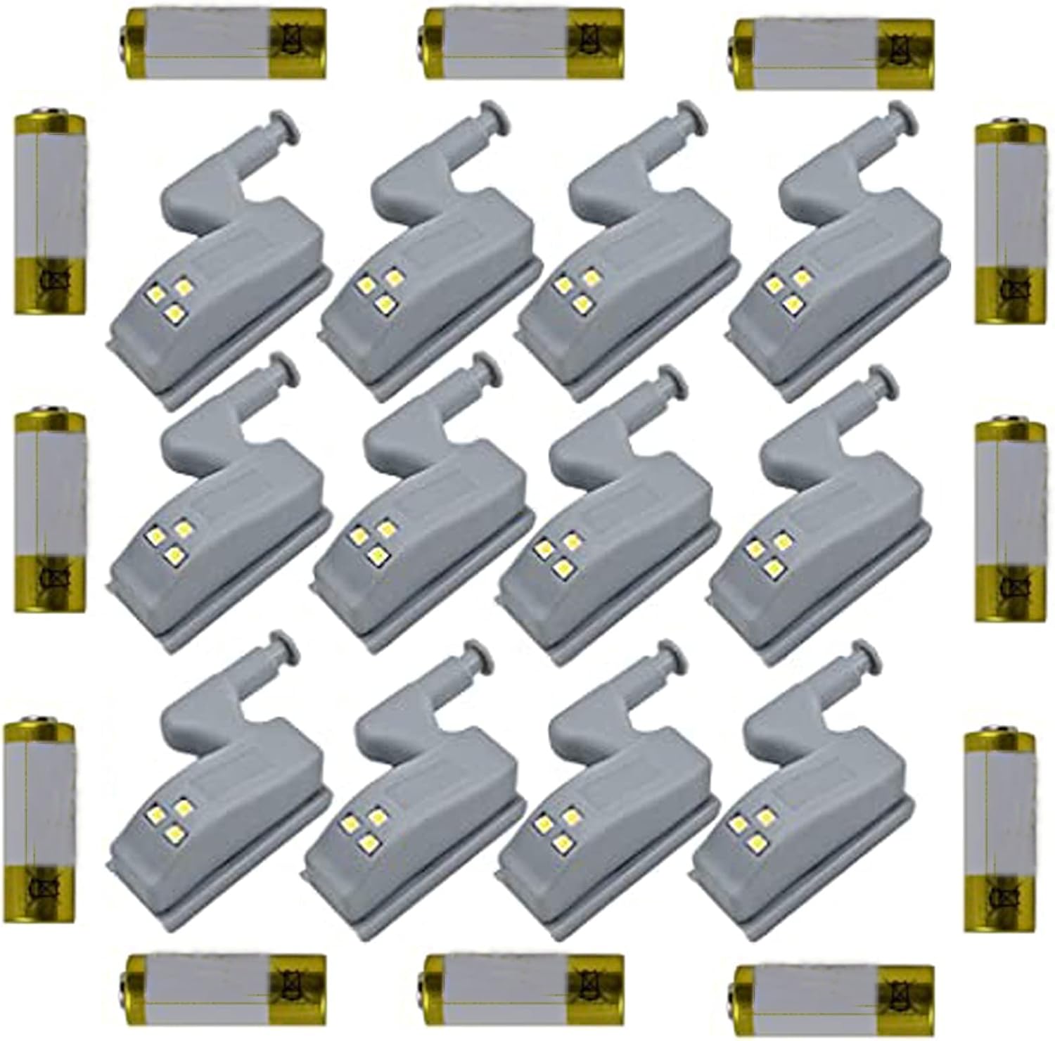 12 piezas de luz LED con bisagra de armario de armario, luz universal con sensor para cocina moderna, armario de hogar, armario, armario, lámpara –
