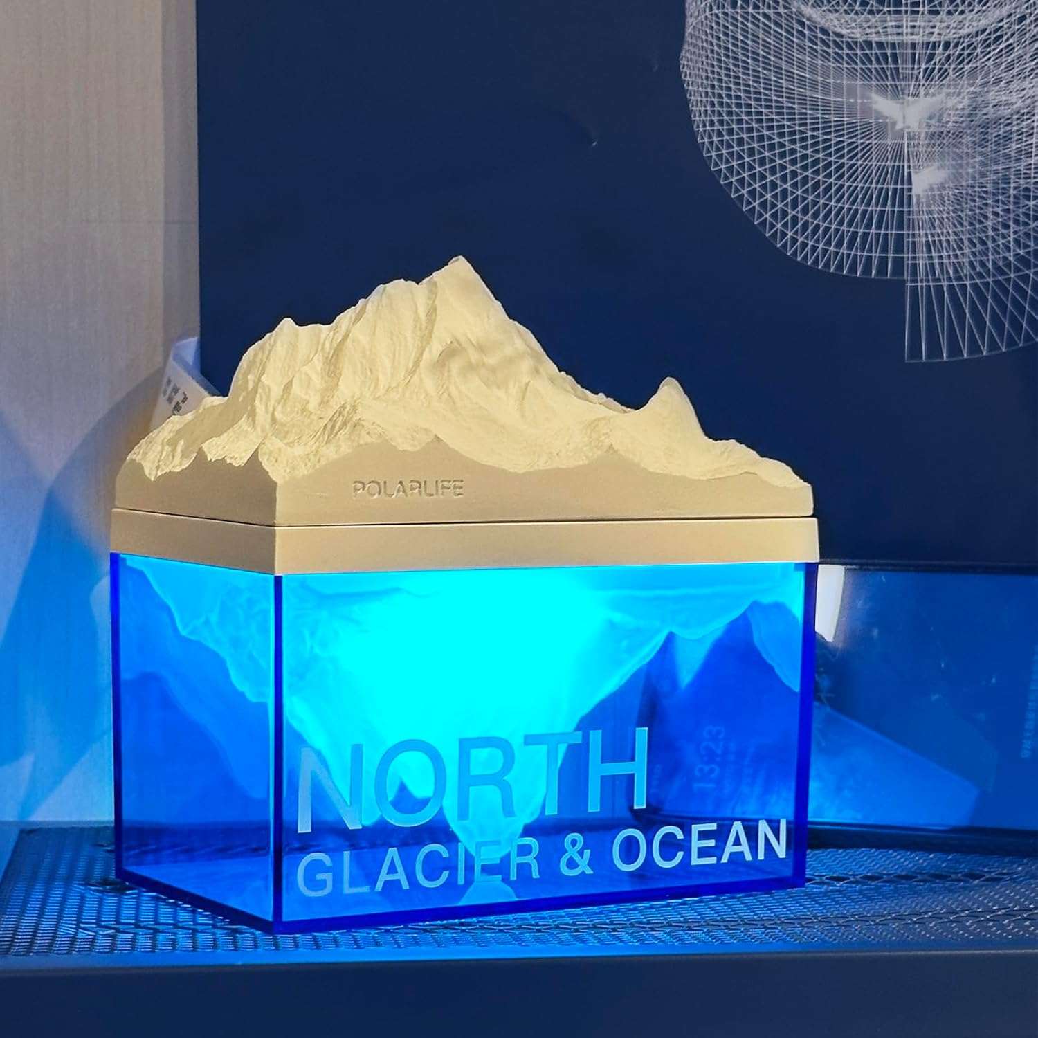 EQURA Luz nocturna glacial, lámpara de noche recargable con sonido relajante de ruido blanco, luz nocturna ambiental portátil para decoración de