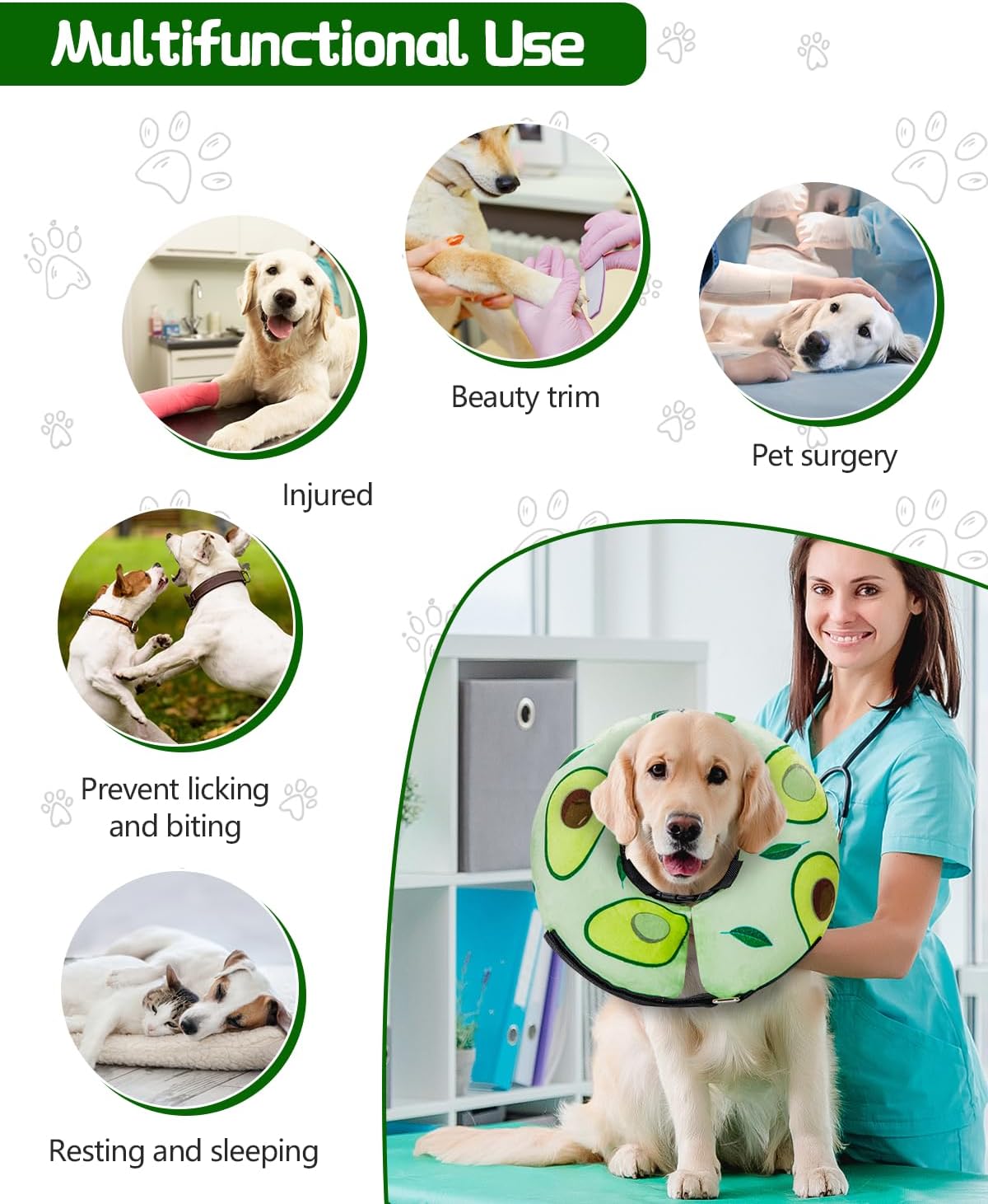 Collar de cono de perro para perros pequeños, medianos y grandes para después de la cirugía, collar inflable para mascotas, cono de recuperación