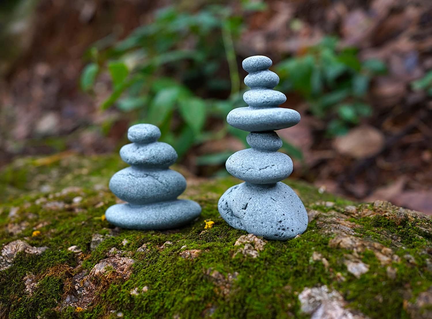 2 piezas de piedras apilables zen, estatuas de rocas hechas a mano, decoración de jardín japonés, accesorios de meditación de yoga relajante para