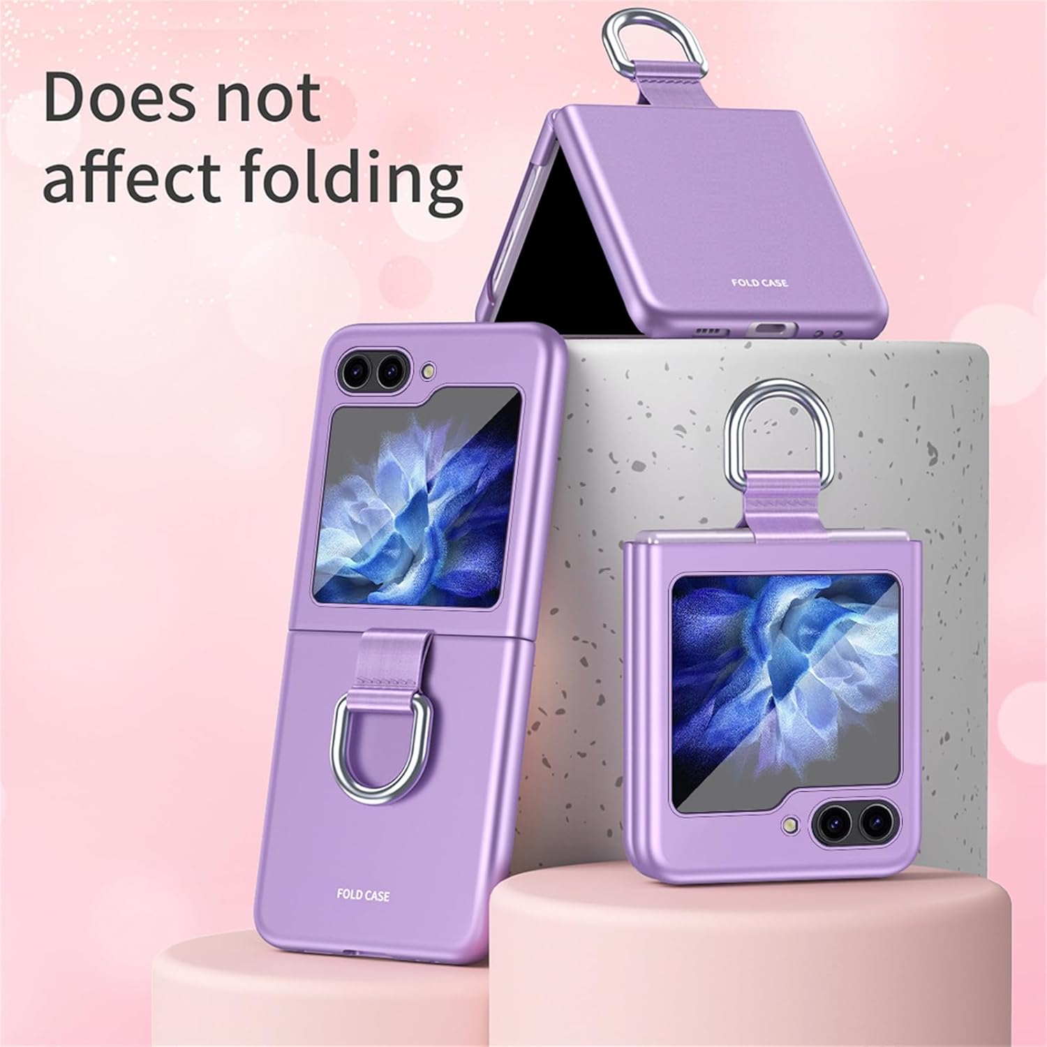 Funda compatible con Samsung Galaxy Z Flip 5 5G con anillo, a prueba de golpes, funda protectora para Samsung Galaxy Z Flip5 5G QHZH, color negro