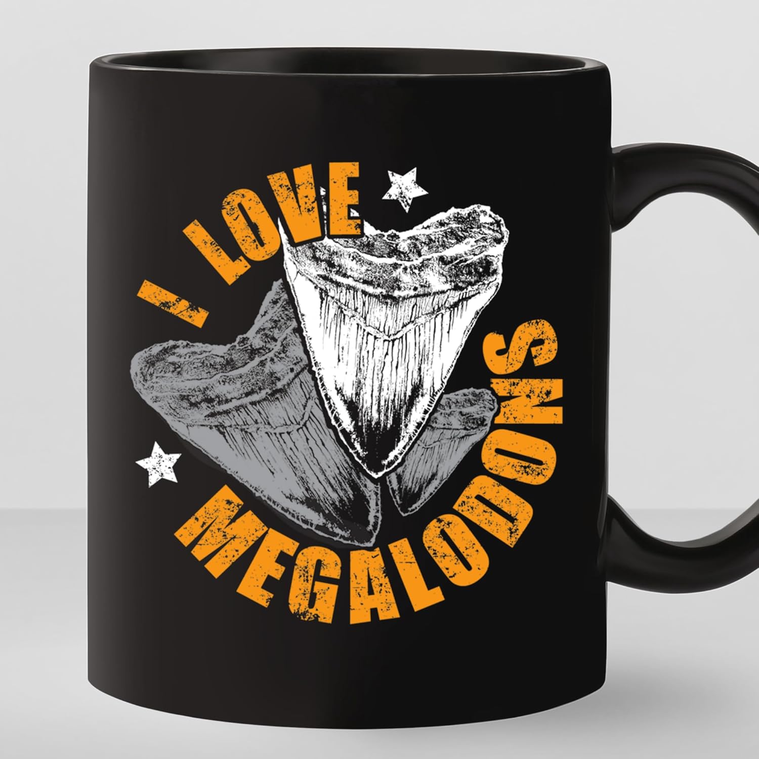 -11Oz- Taza de café con texto en inglés “I Love Megalodon”, taza de café Megalodon Shark Tooth Hunter, taza de regalo para amantes de los tiburones,