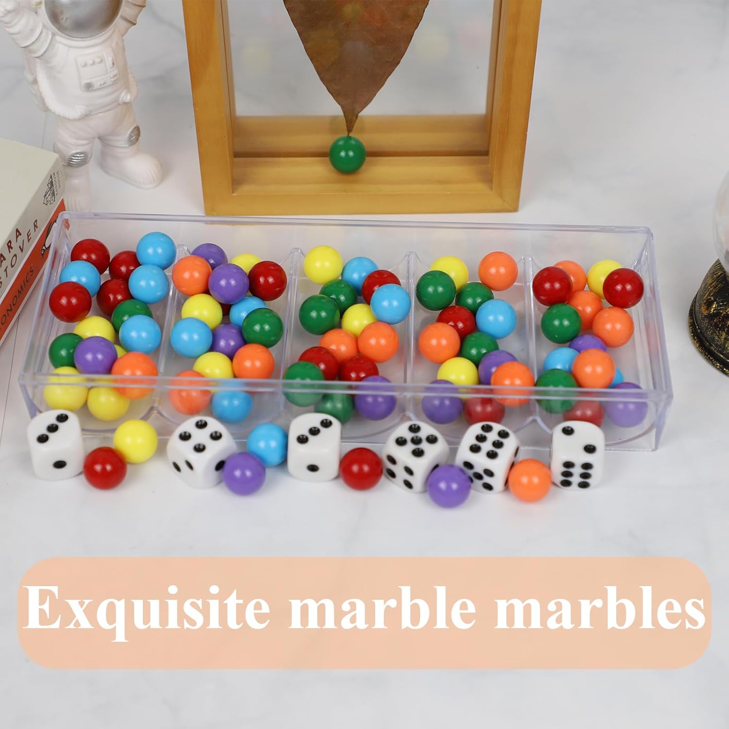 Qryovsa 30 canicas de repuesto de 0.551 in, 5 de cada uno de los 6 colores para agravar Wahoo Dirty Marbles, juego de mesa de mármol colorido, 6