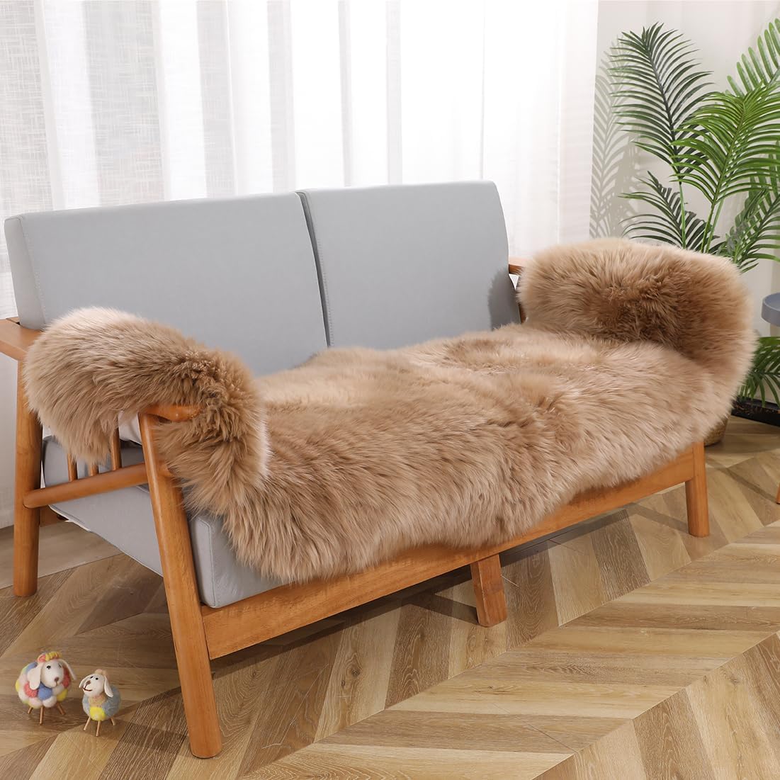 Alfombra mullida de piel de oveja auténtica, mullida y peluda, alfombra de pelo suave para oración, funda de asiento para silla, dormitorio, sala de