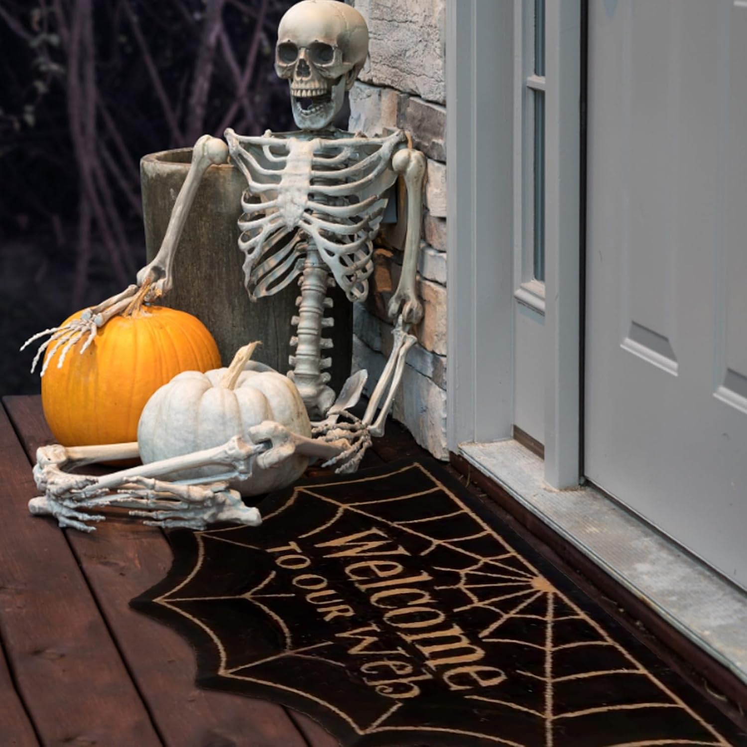 Alfombra de Halloween gótica, alfombra de bienvenida con diseño de calabaza, moderna, para sala de estar, dormitorio, decoración del hogar,