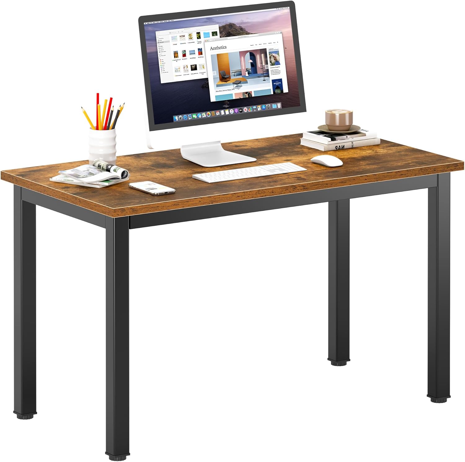 DlandHome – Escritorio para computadora, para el hogar, oficina, mesa, escritorio, estudio, mesa de juegos, estación de trabajo, Retro