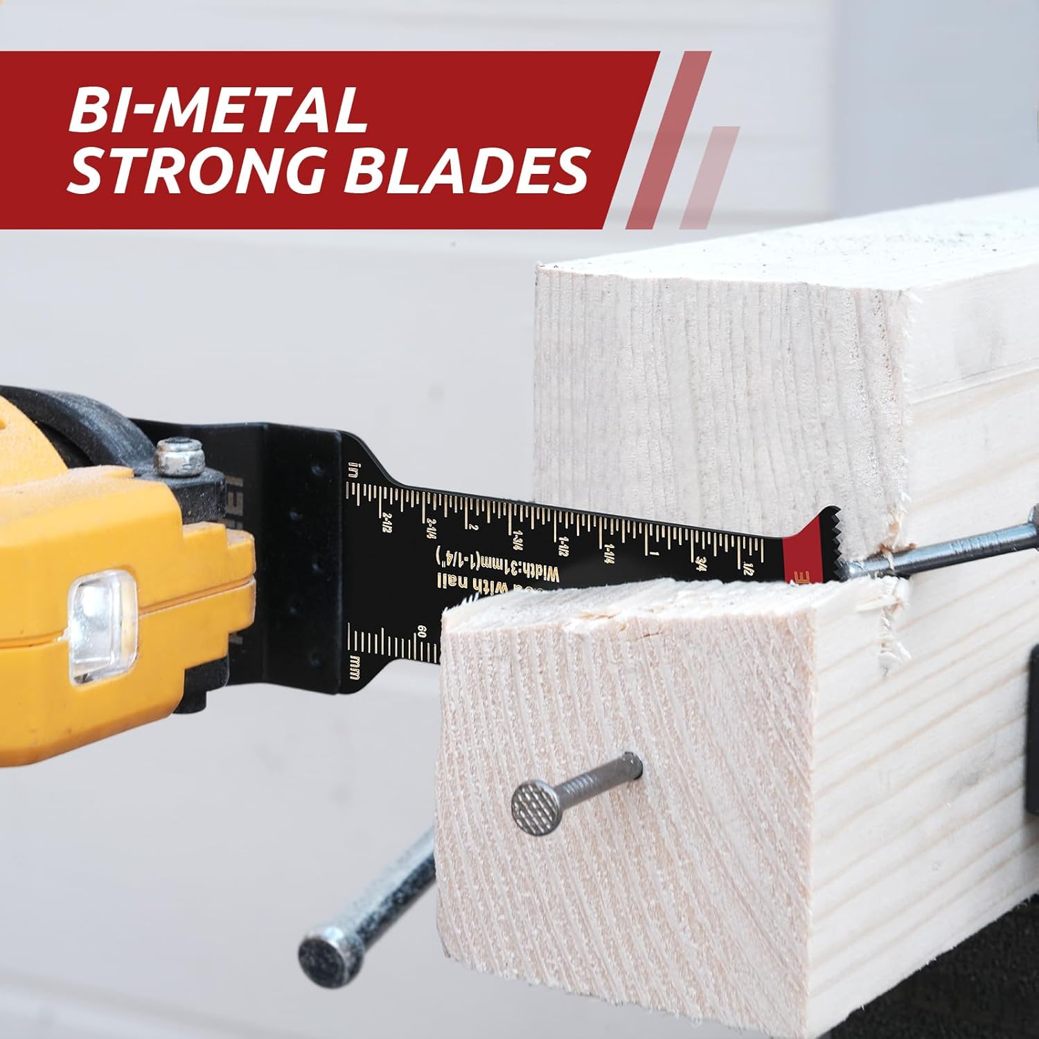 AMZWEI 6 cuchillas oscilantes extralargas, bimetálicas de borde curvado multiherramienta para madera con clavos, metal, madera, plástico, hojas de