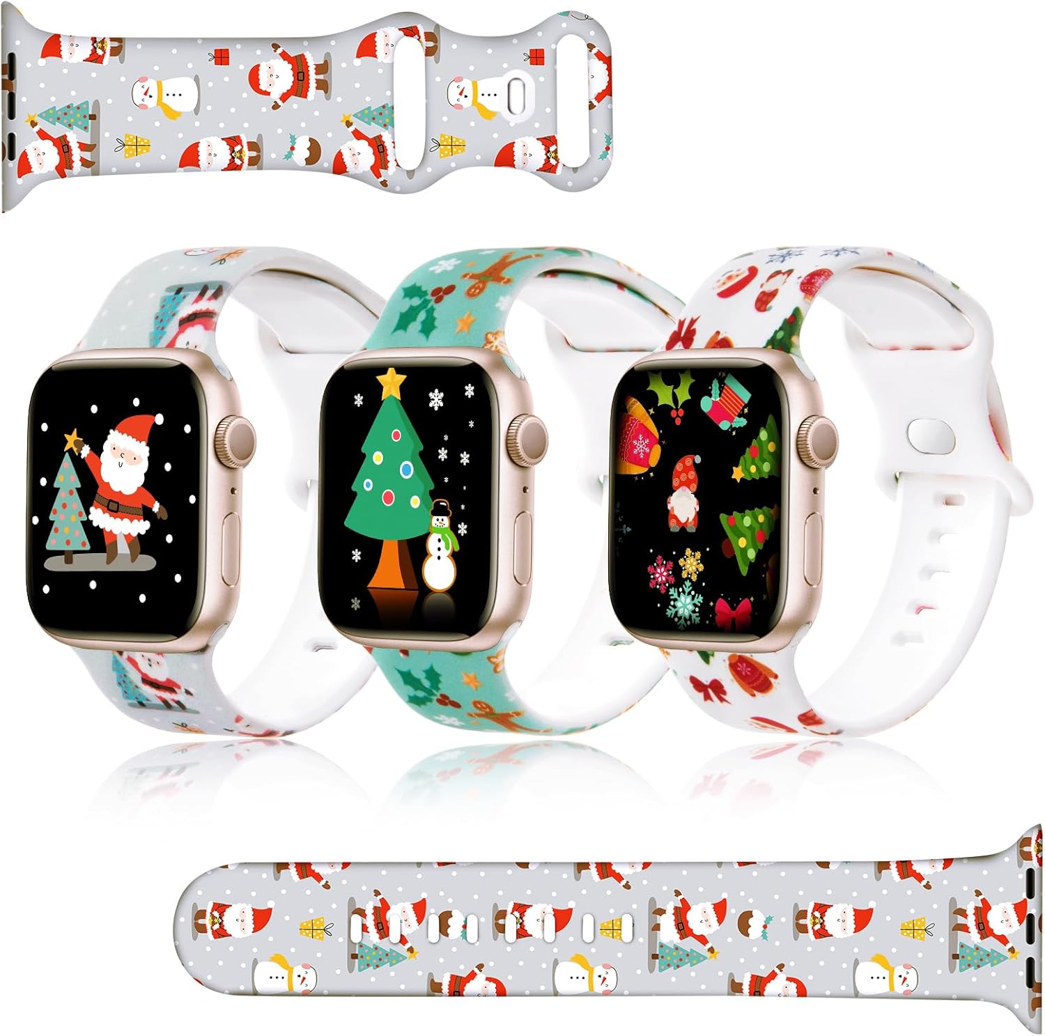 Correa de Navidad compatible con Apple Watch de invierno para mujer, paquete de 3 unidades Ultra de 1.496 pulgadas, 1.575 pulgadas, 1.614 pulgadas,