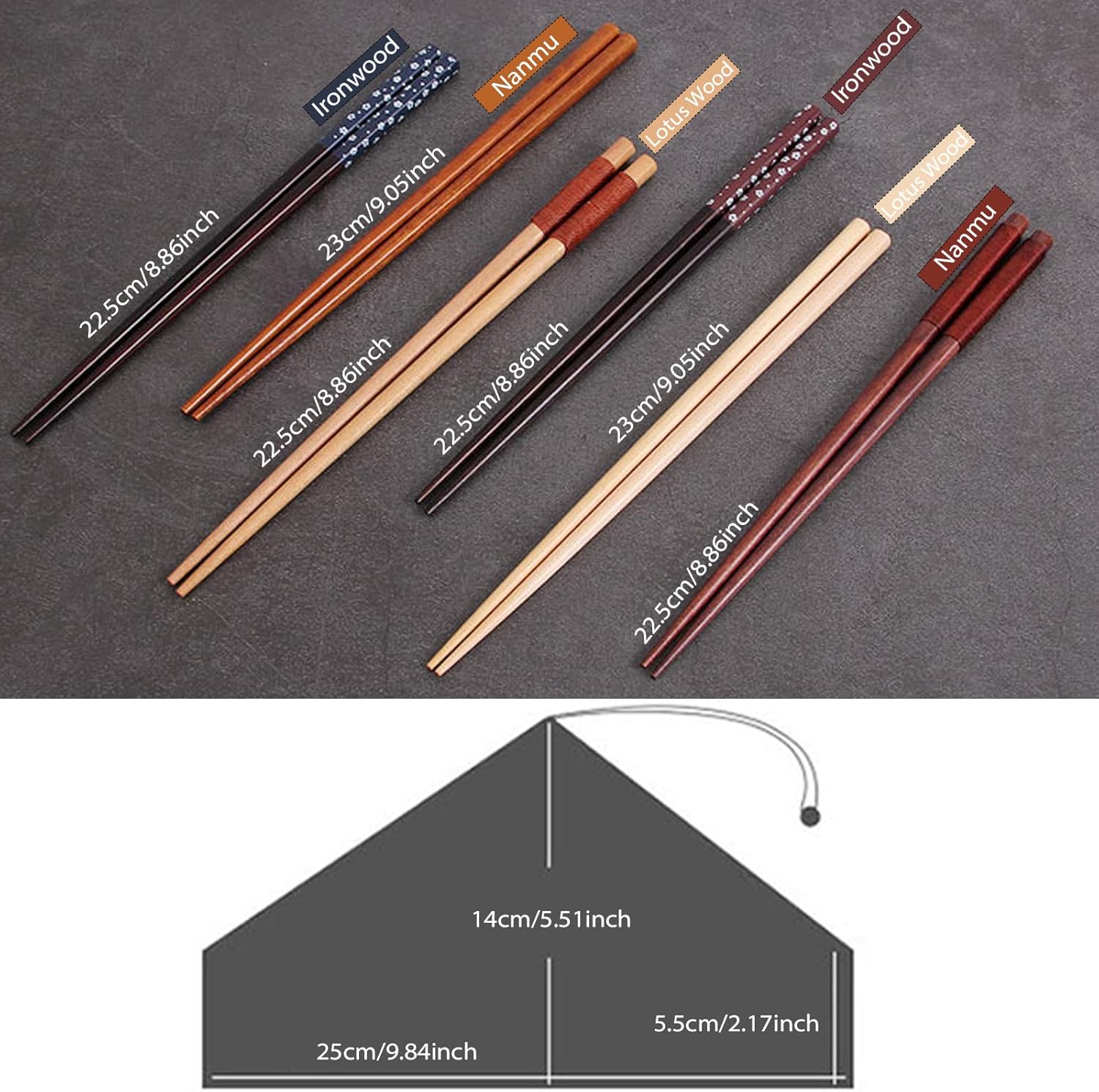 Juego de cubiertos de madera, estilo japonés, cuchara de madera reutilizable y palillos, vajilla portátil, utensilios de viaje, utensilios de