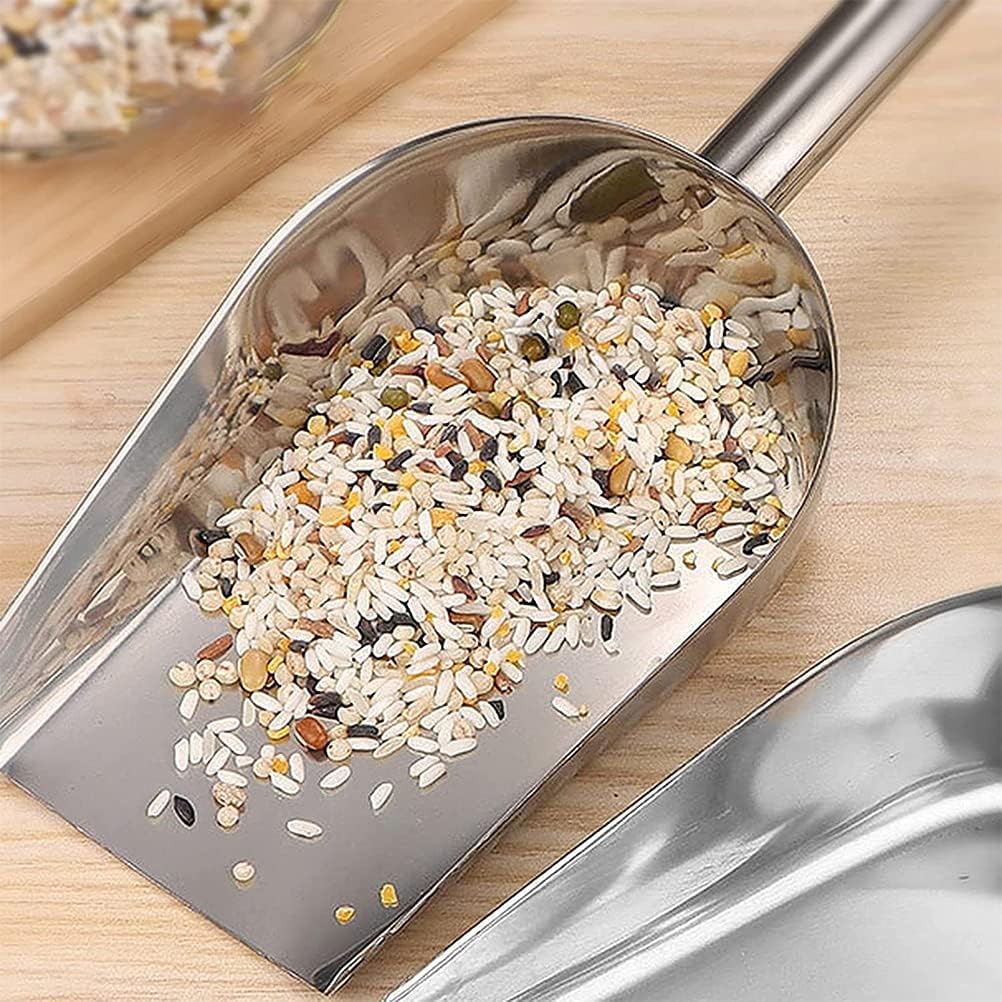 Cuchara de hielo de acero inoxidable para máquina de hielo, cuchara de metal para alimentos, cuchara grande para alimentos, palas de cubo de hielo,