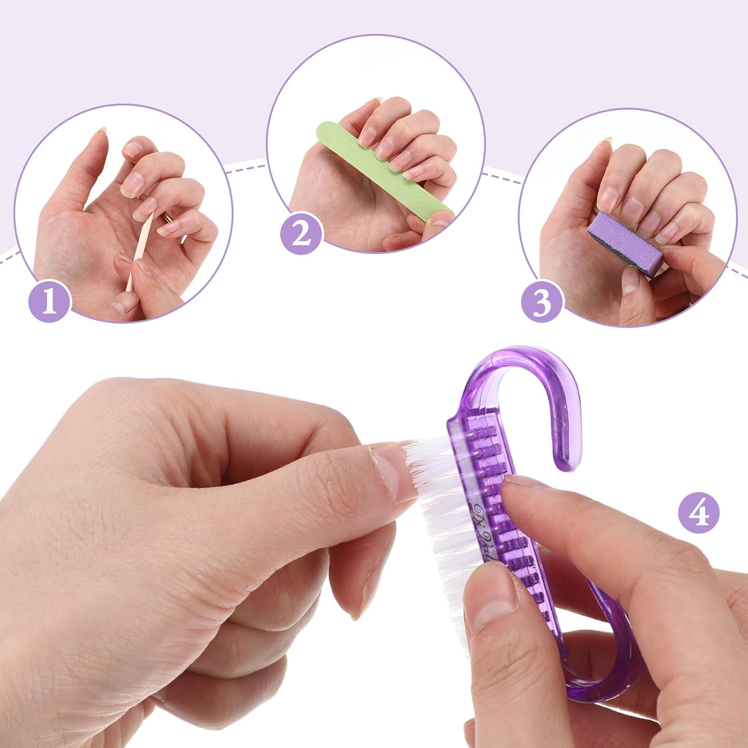 Juego de 100 juegos de manicura desechable profesional, básico de 4 piezas, lima de uñas de madera, grano 100180, mini amortiguador de grano 80100,